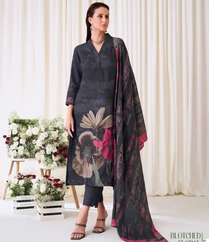 Sudriti Blotched Floral Pashmina Twill Digital Print Wholesale Designer Winter Wear Salwar Suit Catalog — Wholesale Salwar Suits, MPA wholesale from Surat — view 1