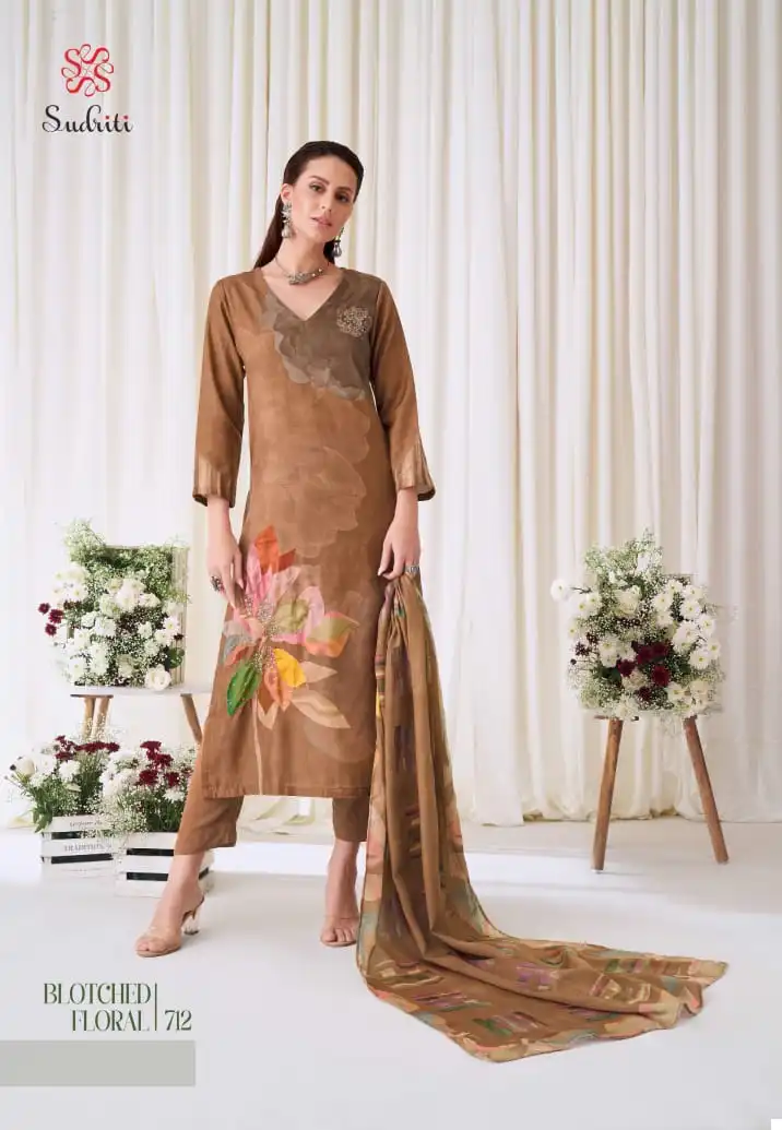 Sudriti Blotched Floral Pashmina Twill Digital Print Wholesale Designer Winter Wear Salwar Suit Catalog — Wholesale Salwar Suits, MPA wholesale from Surat - Gallery Image 8