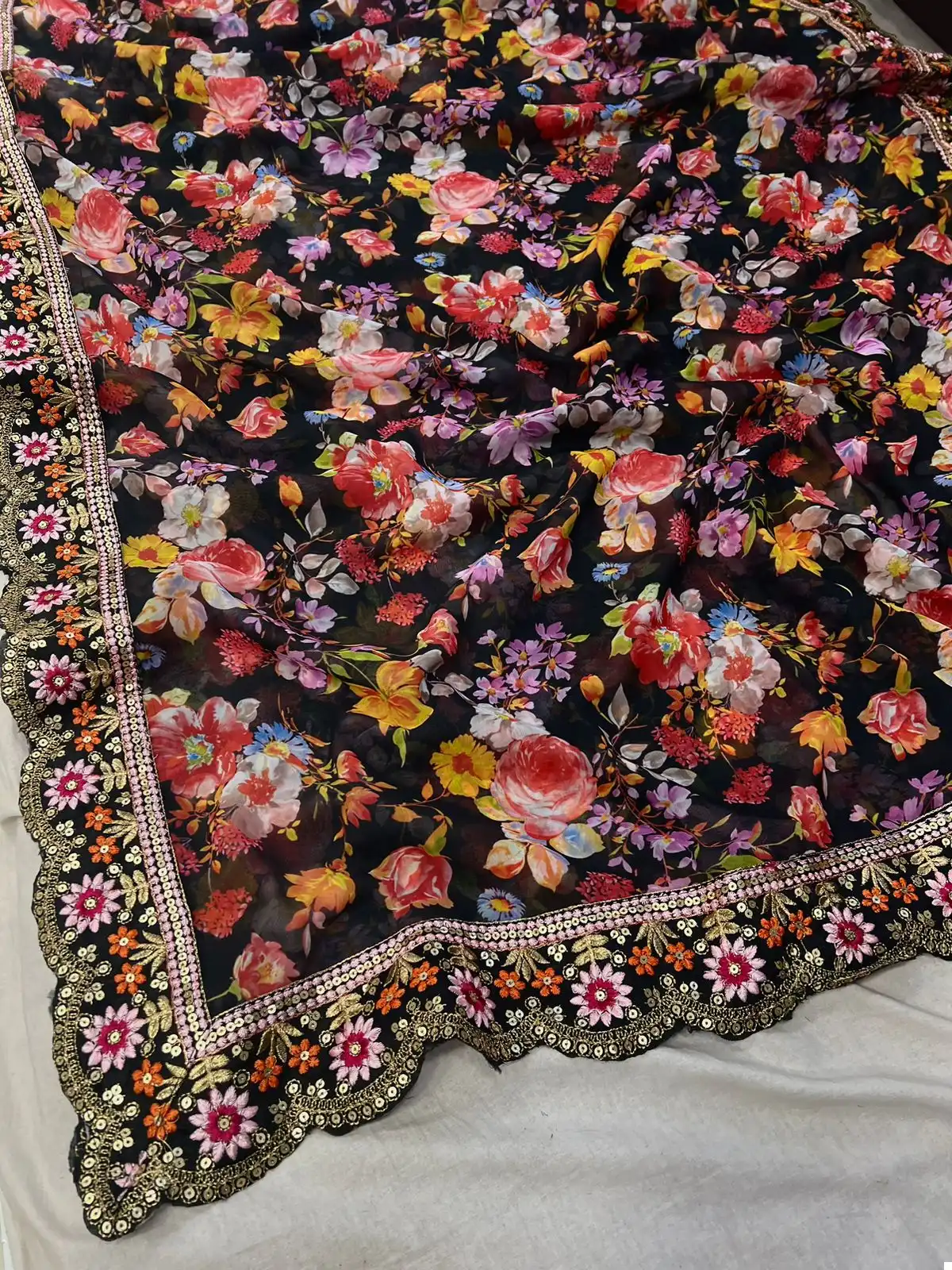 VE BT-1203 Soft Georgette Wholesale Fancy Saree — Wholesale Sarees, MPA wholesale from Surat - Gallery Image 2