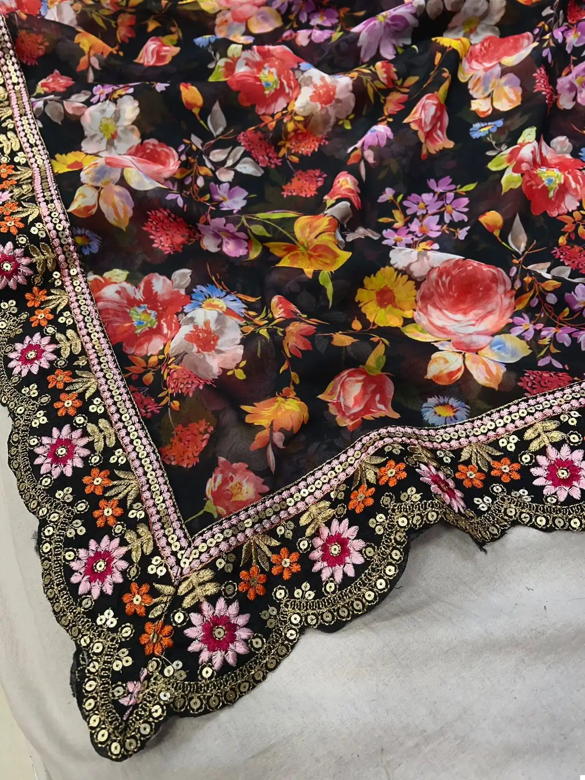 VE BT-1203 Soft Georgette Wholesale Fancy Saree — Wholesale Sarees, MPA wholesale from Surat - Gallery Image 4