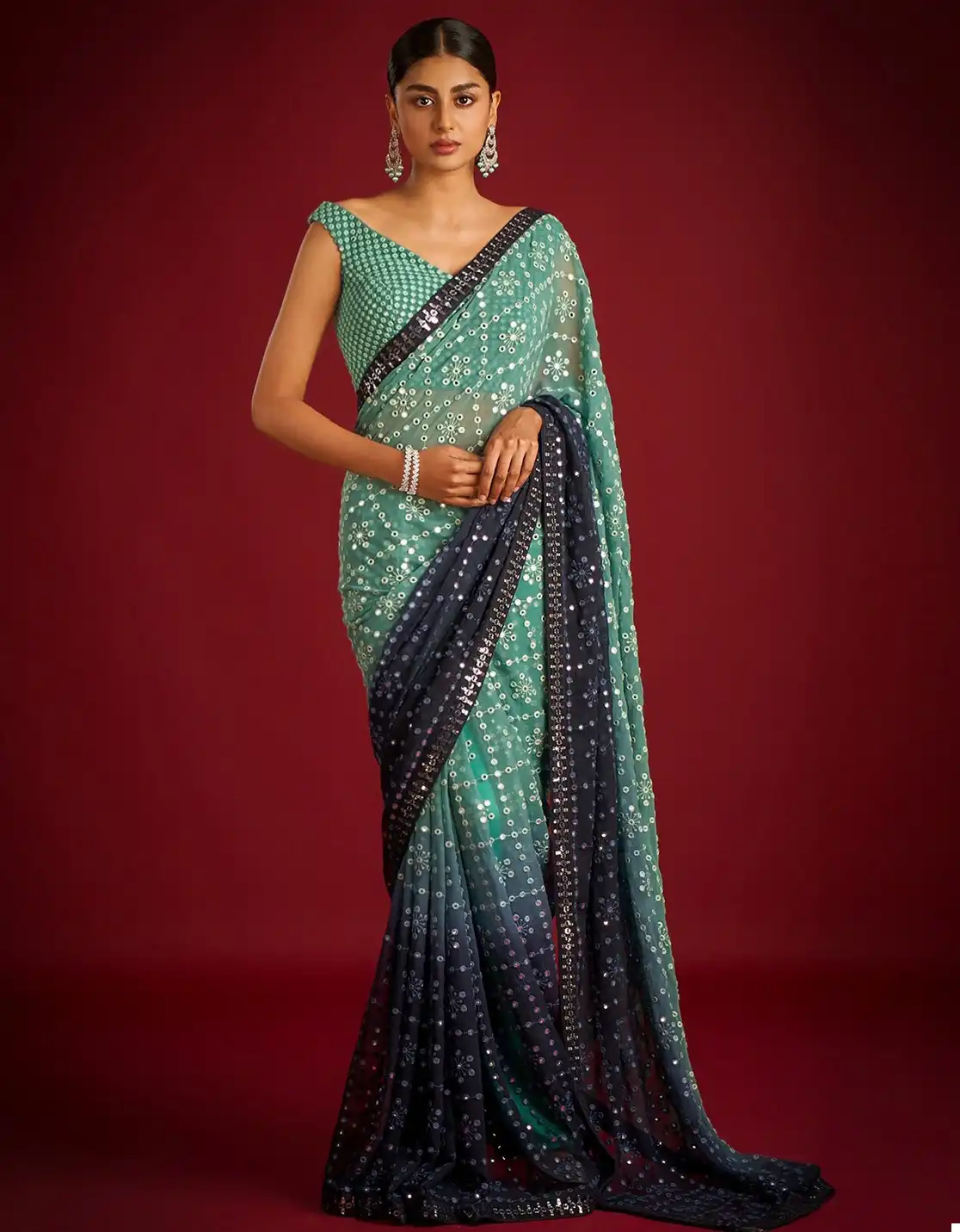 VE BT-3051 Soft Georgette Wholesale Party Wear Saree Catalog — Wholesale Sarees, MPA wholesale from Surat — view 1