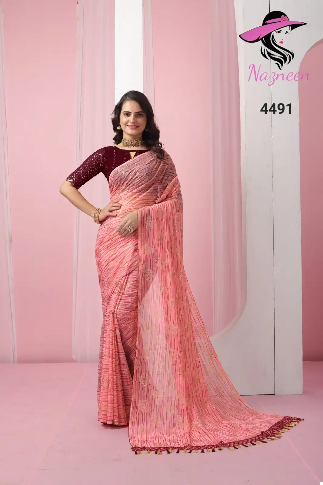 VE Bunai Georgette Wholesale Saree Catalog — Wholesale Sarees, MPA wholesale from Surat - Gallery Image 5