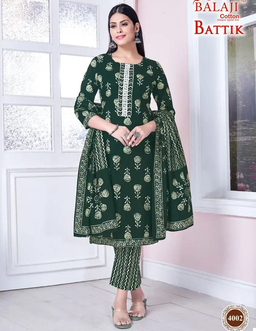 Balaji Battik Art Work Vol-4 Pure Cotton Wholesale Readymade Suits Catalog - 12 Pcs Set — Wholesale Salwar Suits, MPA wholesale from Surat — view 1