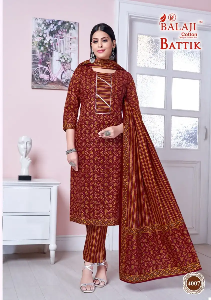 Balaji Battik Art Work Vol-4 Pure Cotton Wholesale Readymade Suits Catalog - 12 Pcs Set — Wholesale Salwar Suits, MPA wholesale from Surat - Gallery Image 3