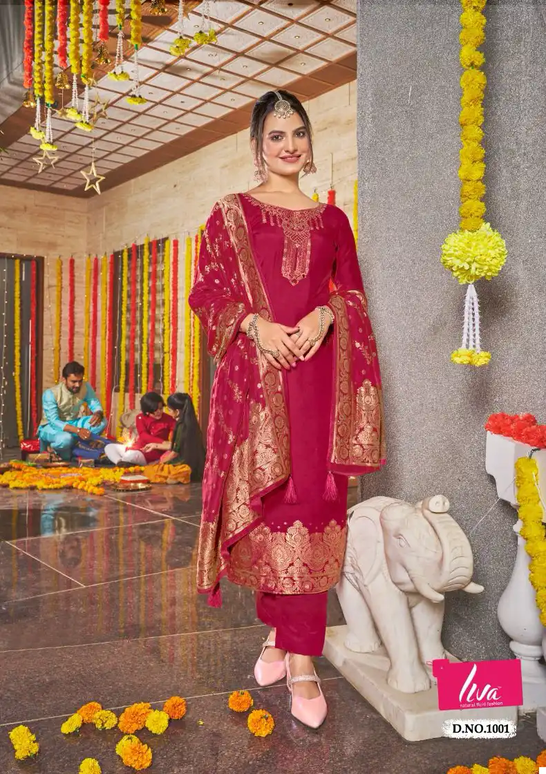 VE Banarasi Handwork 100% Pure Viscose Wholesale Readymade Suits Catalog — Wholesale Salwar Suits, MPA wholesale from Surat — view 3