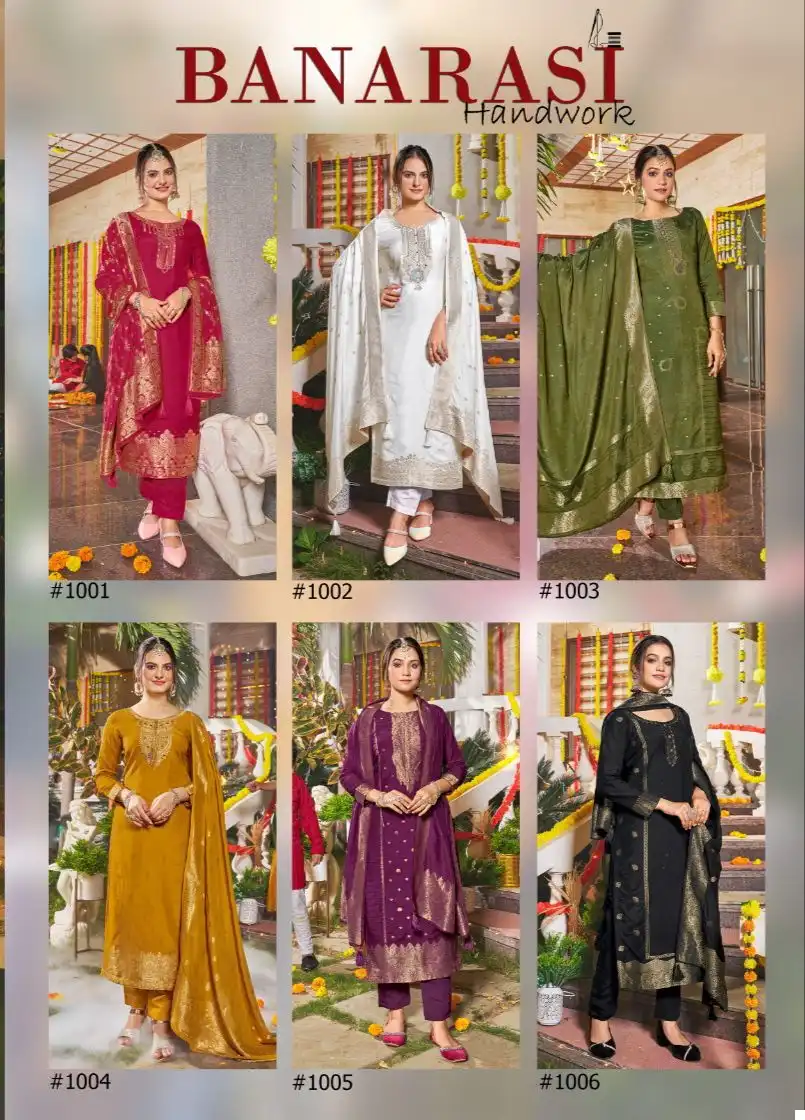 VE Banarasi Handwork 100% Pure Viscose Wholesale Readymade Suits Catalog — Wholesale Salwar Suits, MPA wholesale from Surat — view 7