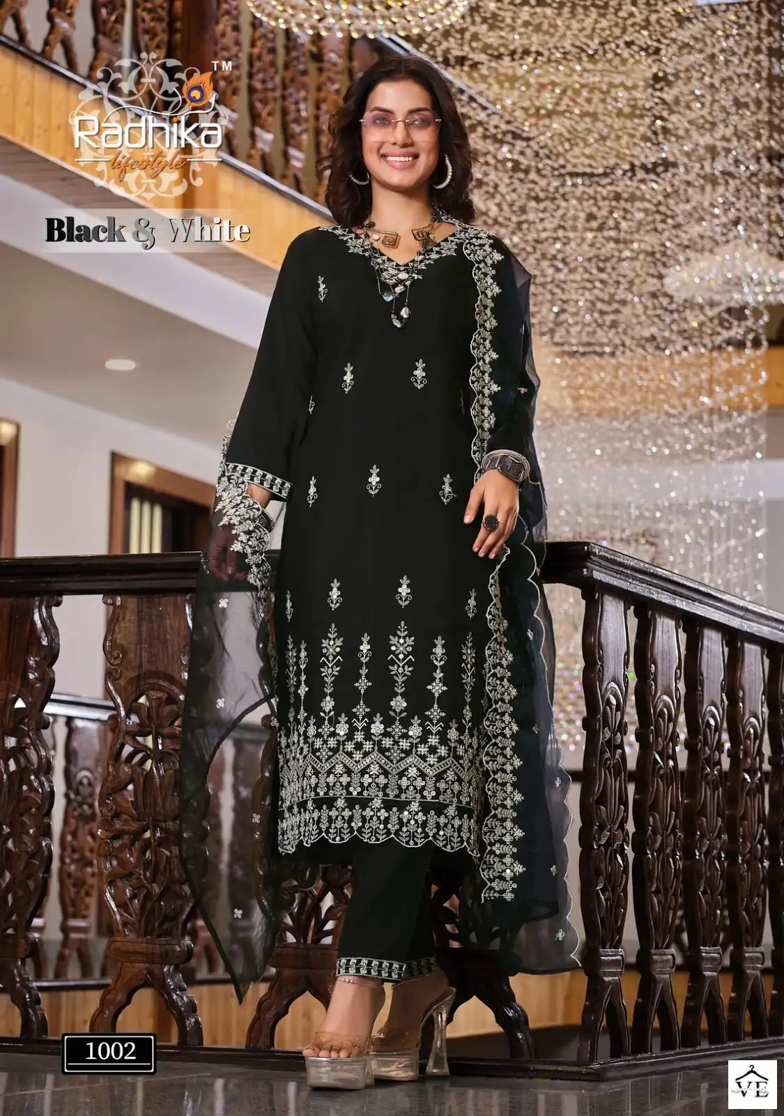 Radhika Lifestyle Black & White Vol 1 Pure Roman Silk Wholesale Designer Readymade Salwar Suit Catalog — Wholesale Salwar Suits, MPA wholesale from Surat - Gallery Image 2