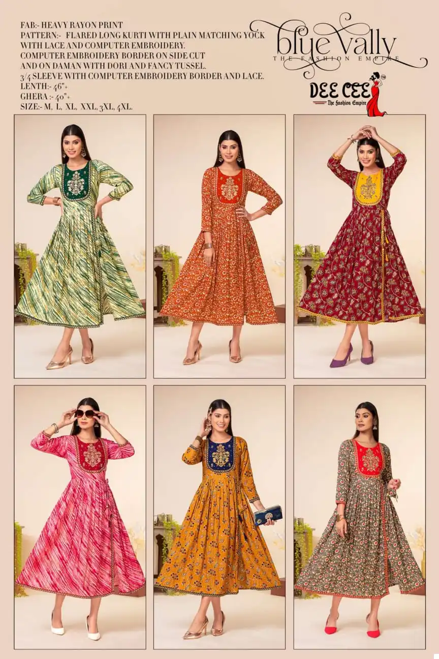 Deecee Blue Vally Heavy Rayon Wholesale Kurti Catalog — Wholesale Kurtis, MPA wholesale from Surat — view 7