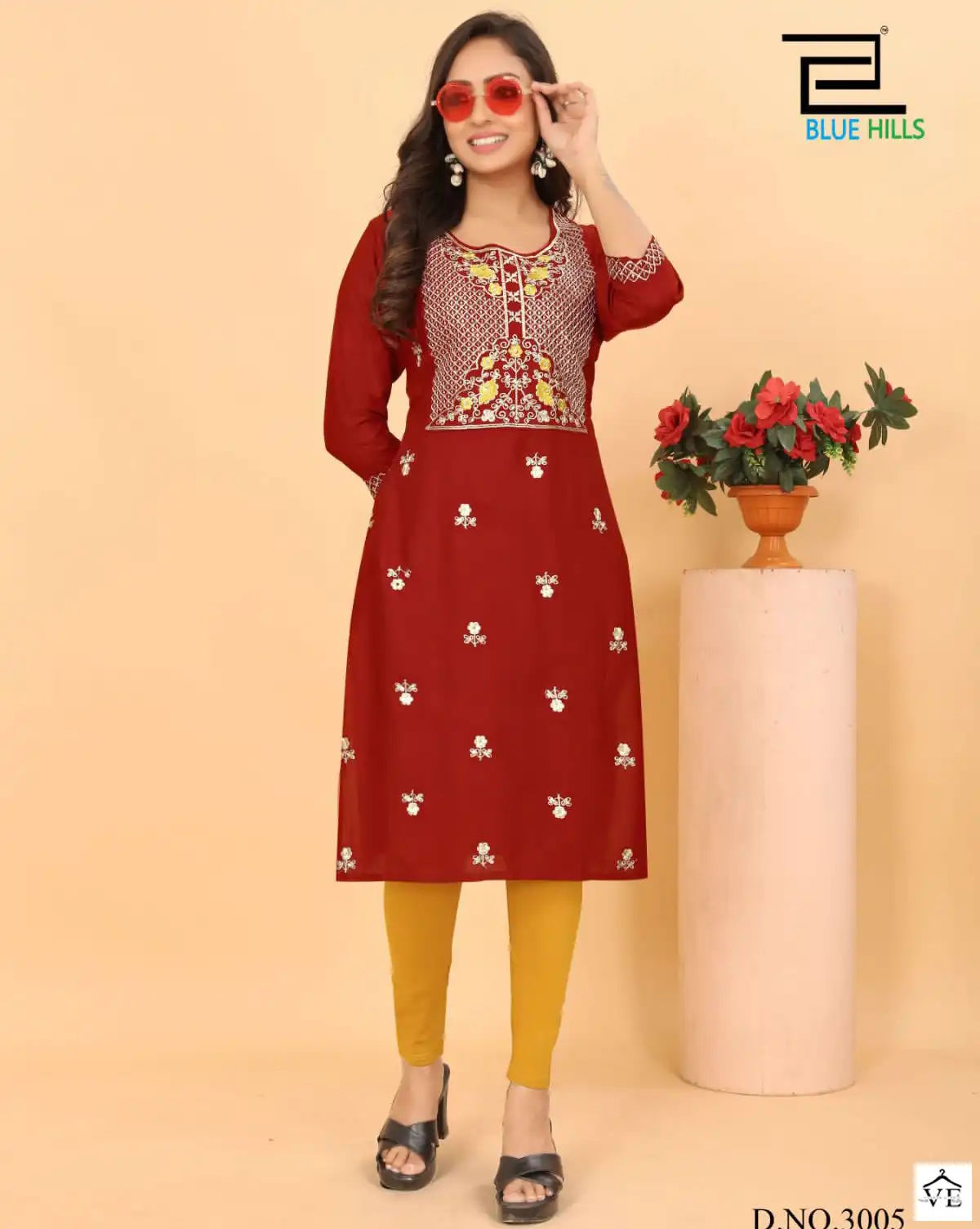 Blue Hills Blue Star Vol 3 Rayon 14 Kg Wholesale Kurtis Catalog — Wholesale Kurtis, Blue Hills wholesale from Surat — view 1