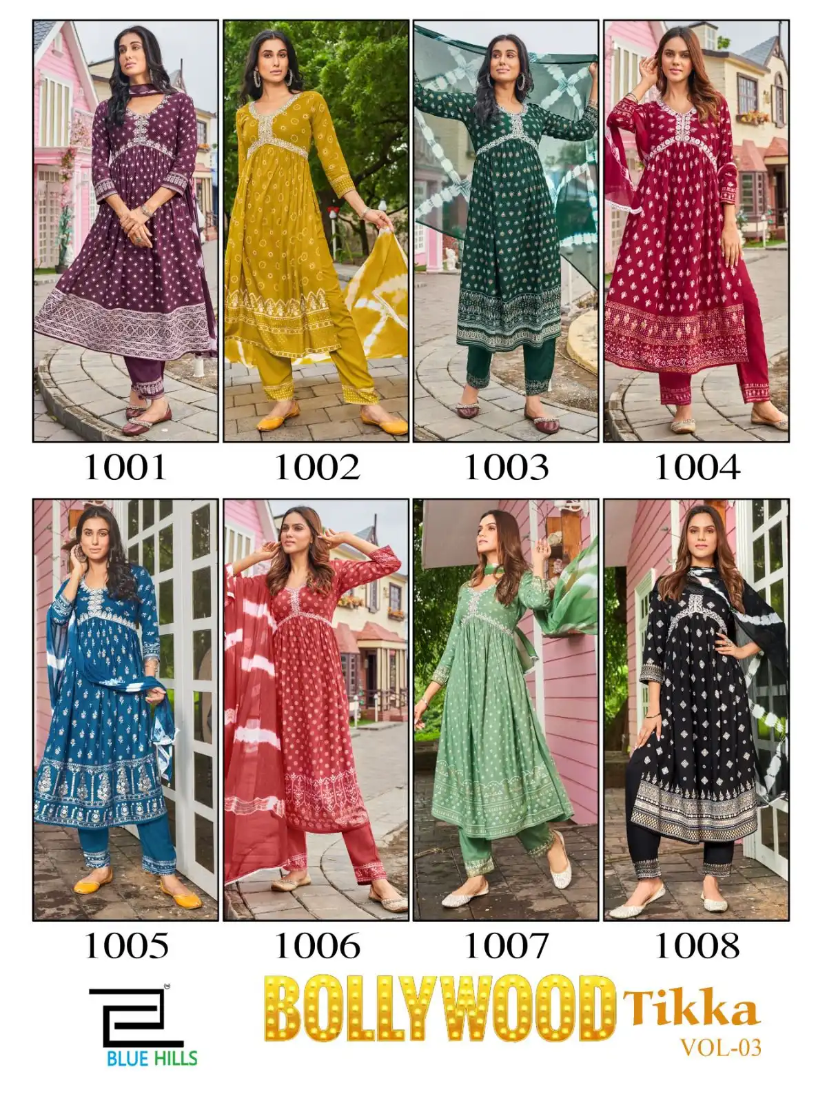 Blue Hills Bollywood Tikka Vol 3 Rayon Wholesale Alia Cut Readymade Suits Catalog — Wholesale Salwar Suits, Blue Hills wholesale from Surat — view 9