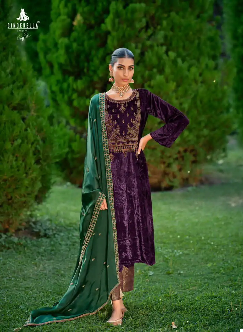 Ibiza Calista Pure Munich Viscose Velvet Wholesale Designer Winter Wear Salwar Suit Catalog — Wholesale Salwar Suits, Ibiza wholesale from Surat - Gallery Image 3