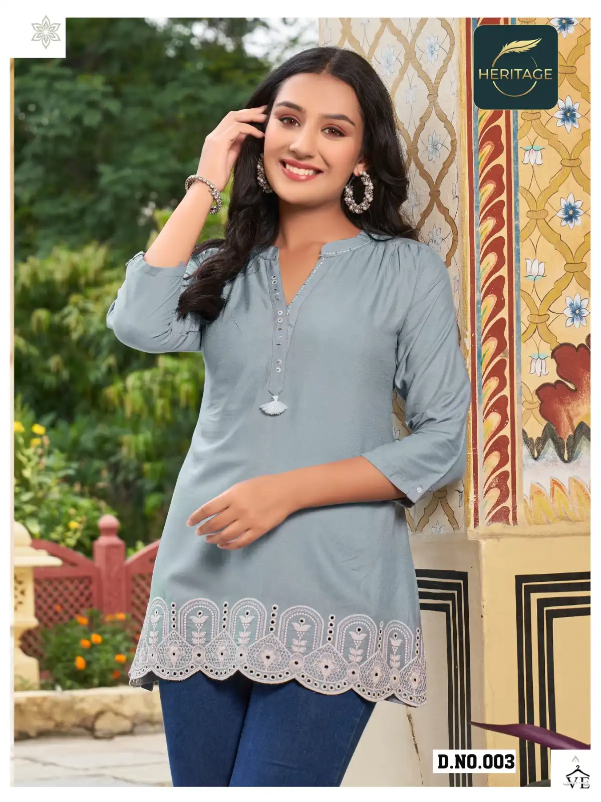 Heritage Cherry Rayon Wholesale Fancy Schifli Embroidery Works Western Wear Tops Catalog — Wholesale Kurtis, MPA wholesale from Surat - Gallery Image 3