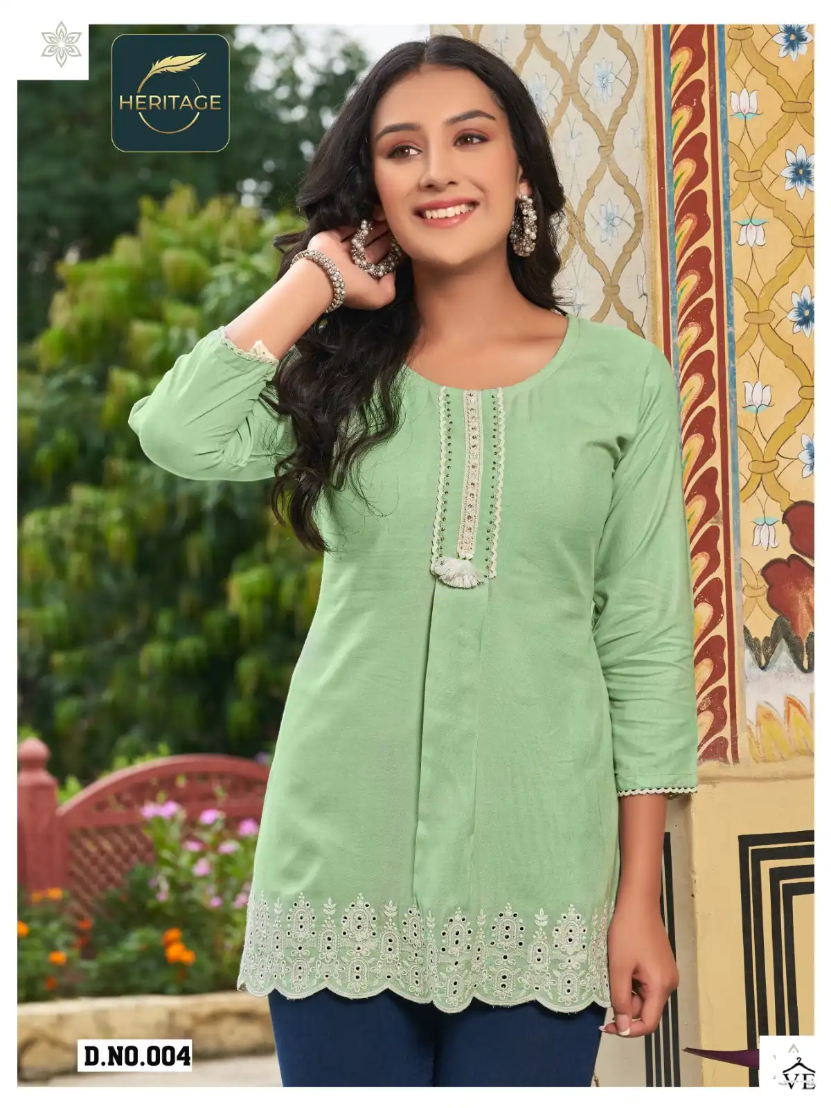 Heritage Cherry Rayon Wholesale Fancy Schifli Embroidery Works Western Wear Tops Catalog — Wholesale Kurtis, MPA wholesale from Surat - Gallery Image 4