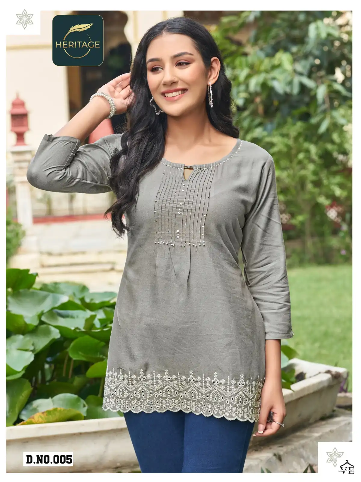Heritage Cherry Rayon Wholesale Fancy Schifli Embroidery Works Western Wear Tops Catalog — Wholesale Kurtis, MPA wholesale from Surat - Gallery Image 5