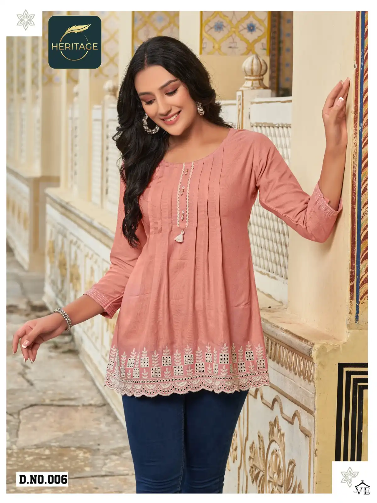 Heritage Cherry Rayon Wholesale Fancy Schifli Embroidery Works Western Wear Tops Catalog — Wholesale Kurtis, MPA wholesale from Surat - Gallery Image 6