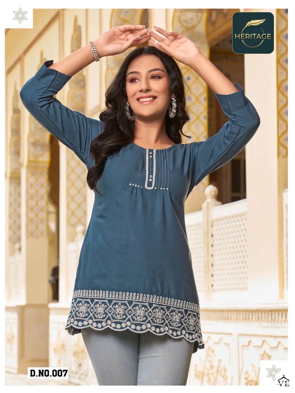 Heritage Cherry Rayon Wholesale Fancy Schifli Embroidery Works Western Wear Tops Catalog — Wholesale Kurtis, MPA wholesale from Surat - Gallery Image 7