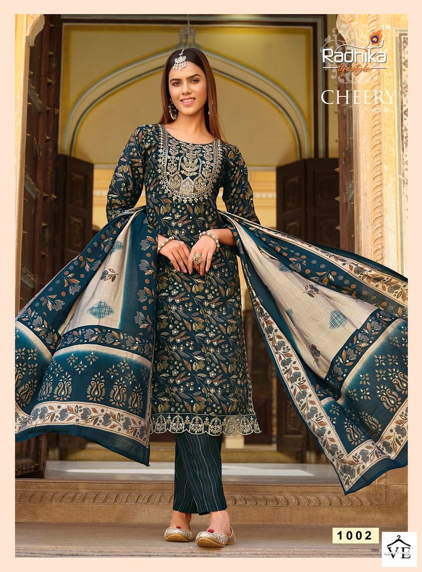 Radhika Lifestyle Cherry Vol 1 Muslin Wholesale Fancy Readymade Salwar Suit Catalog - 5 Pcs Set — Wholesale Salwar Suits, MPA wholesale from Surat - Gallery Image 2