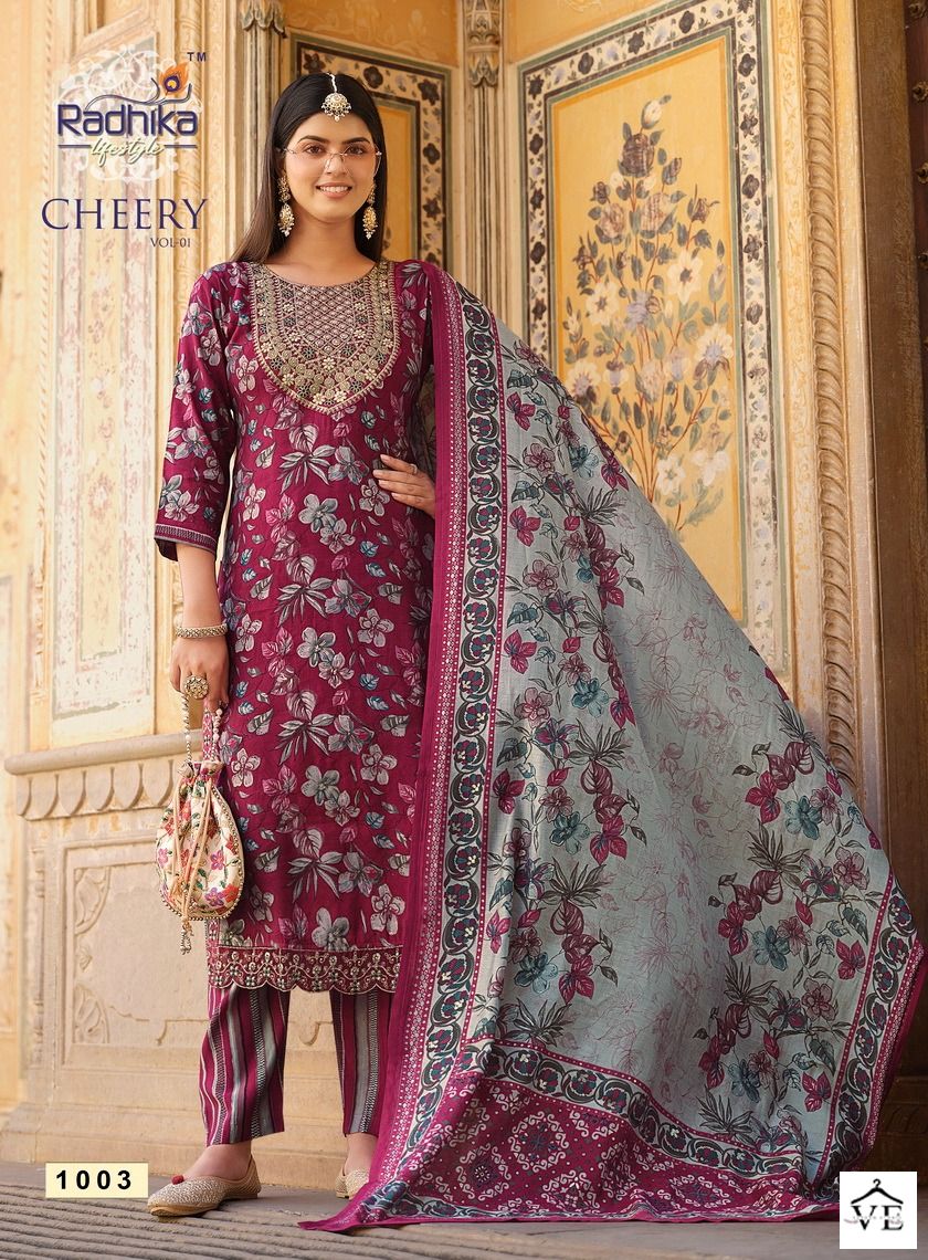Radhika Lifestyle Cherry Vol 1 Muslin Wholesale Fancy Readymade Salwar Suit Catalog - 5 Pcs Set — Wholesale Salwar Suits, MPA wholesale from Surat - Gallery Image 3