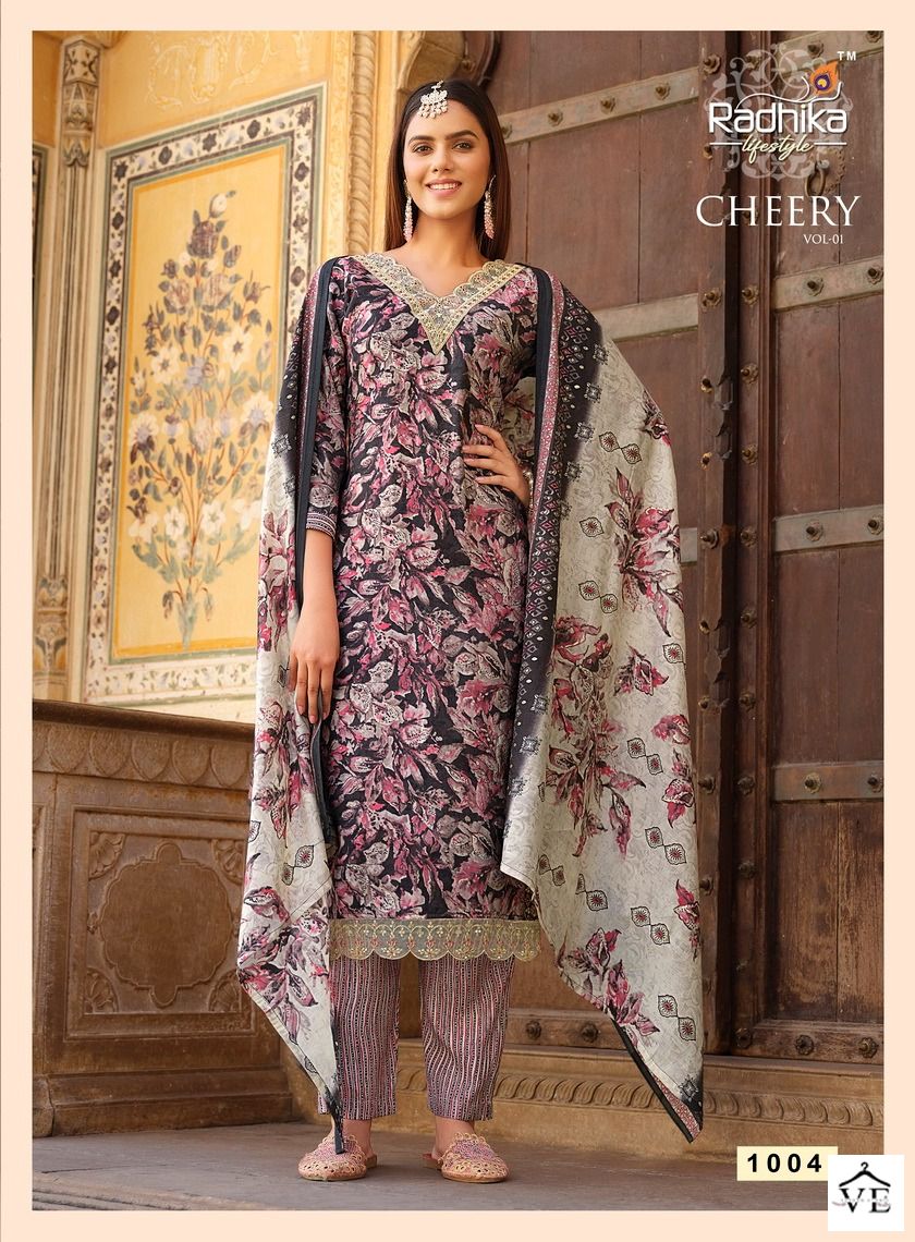 Radhika Lifestyle Cherry Vol 1 Muslin Wholesale Fancy Readymade Salwar Suit Catalog - 5 Pcs Set — Wholesale Salwar Suits, MPA wholesale from Surat - Gallery Image 5