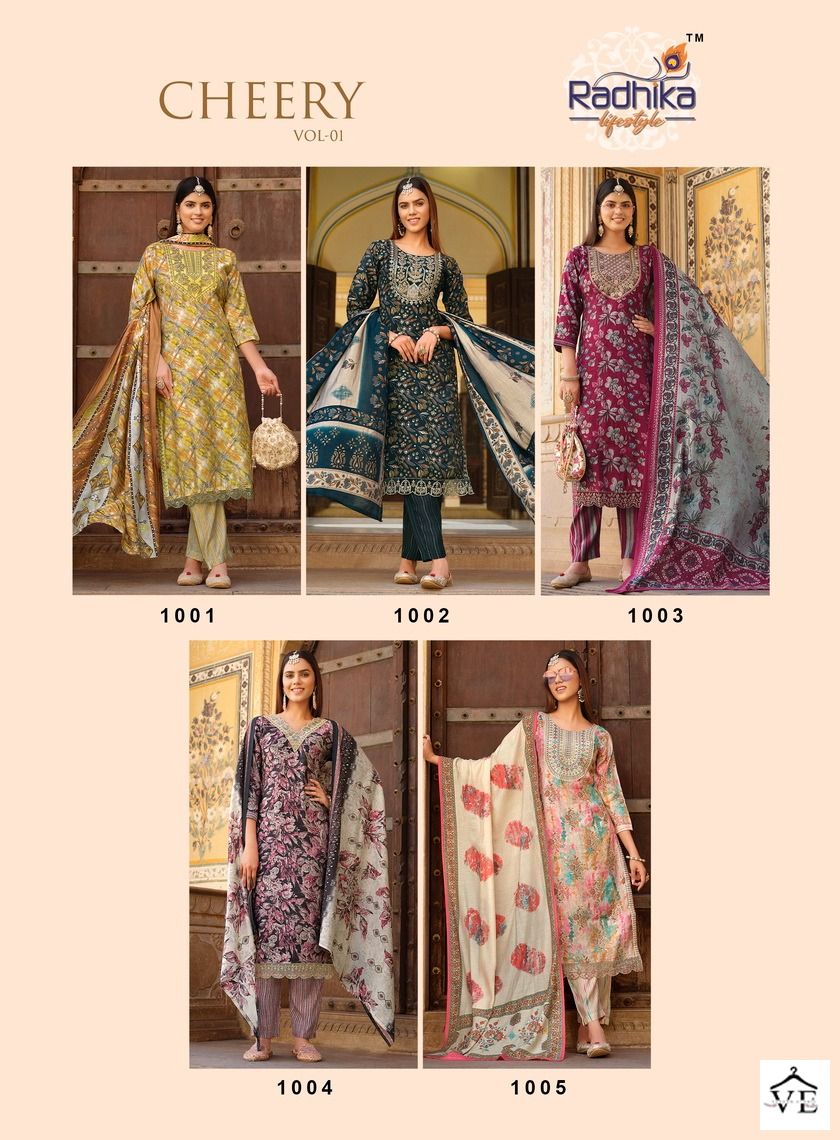 Radhika Lifestyle Cherry Vol 1 Muslin Wholesale Fancy Readymade Salwar Suit Catalog - 5 Pcs Set — Wholesale Salwar Suits, MPA wholesale from Surat — view 6