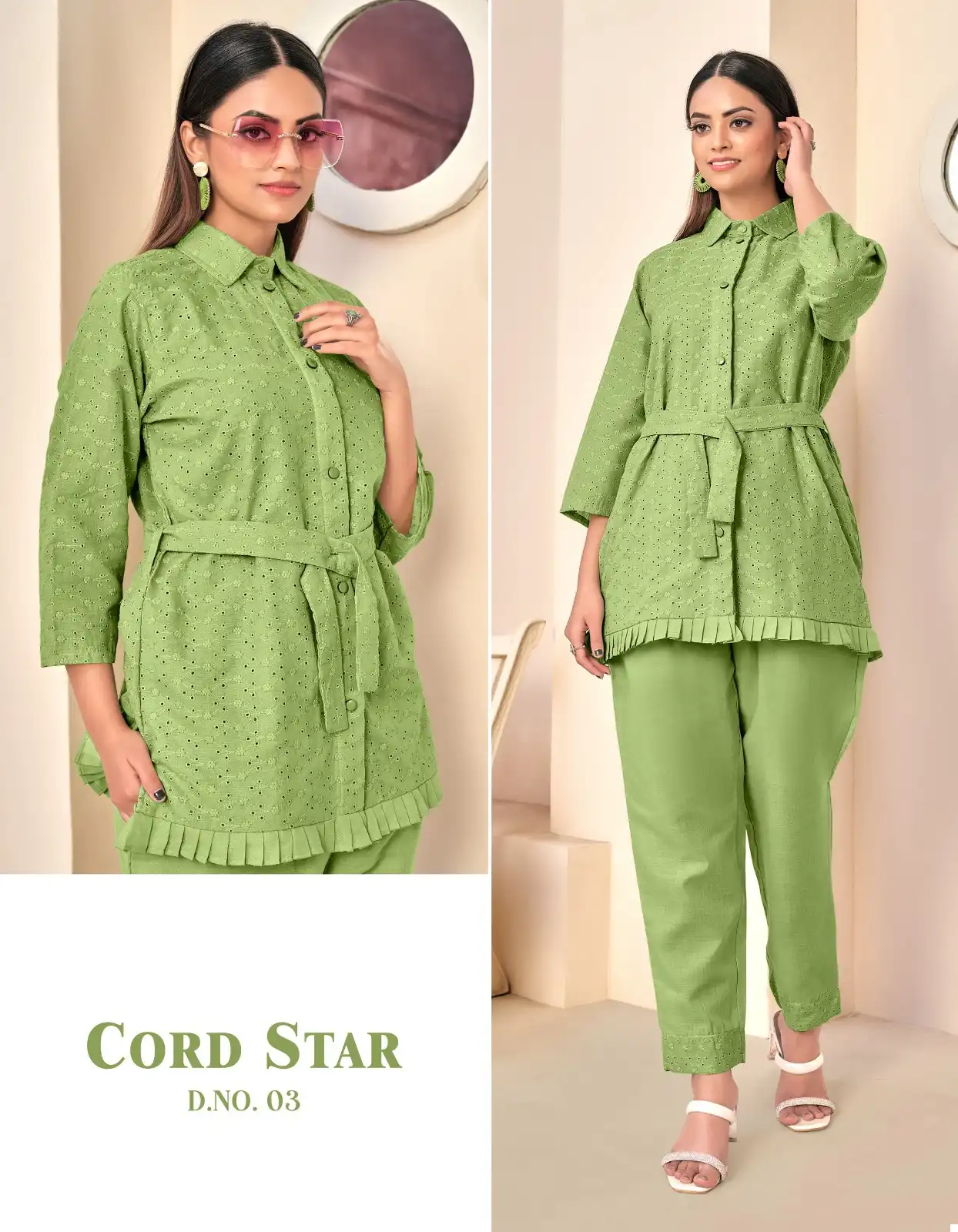 Tunic House Co-Ord Star Cotton Wholesale Shiffly Work Fancy Western Wear Cord Sets Catalog — Wholesale Kurtis, MPA wholesale from Surat - Gallery Image 3