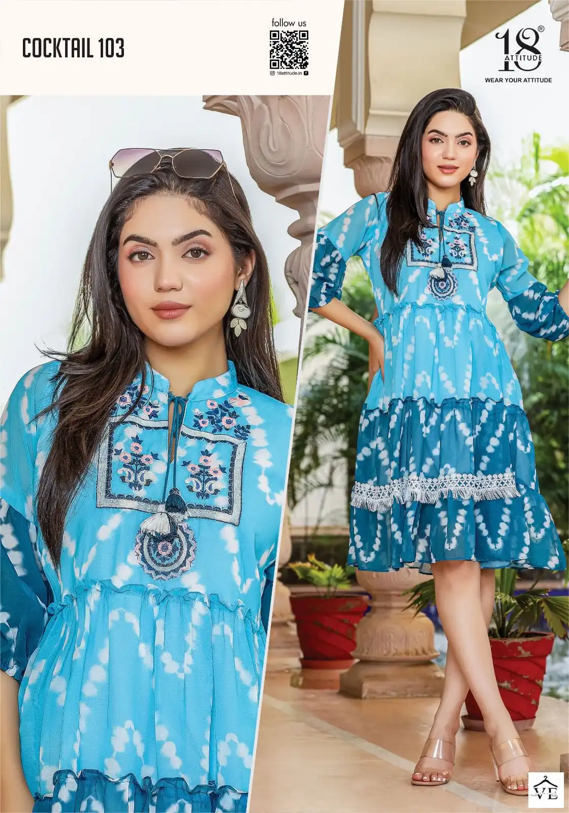18 Attitude Cocktail Georgette Wholesale Designer Party Wear Kurtis Catalog — Wholesale Kurtis, MPA wholesale from Surat — view 2