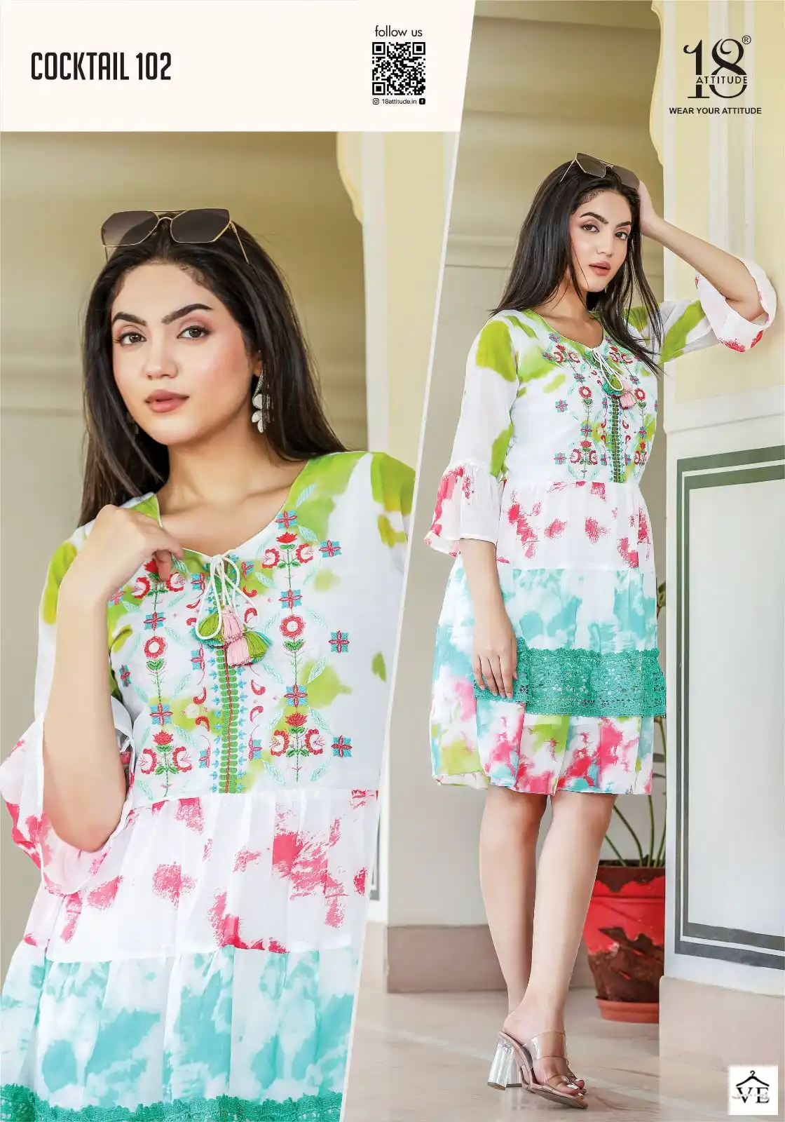 18 Attitude Cocktail Georgette Wholesale Designer Party Wear Kurtis Catalog — Wholesale Kurtis, MPA wholesale from Surat — view 3