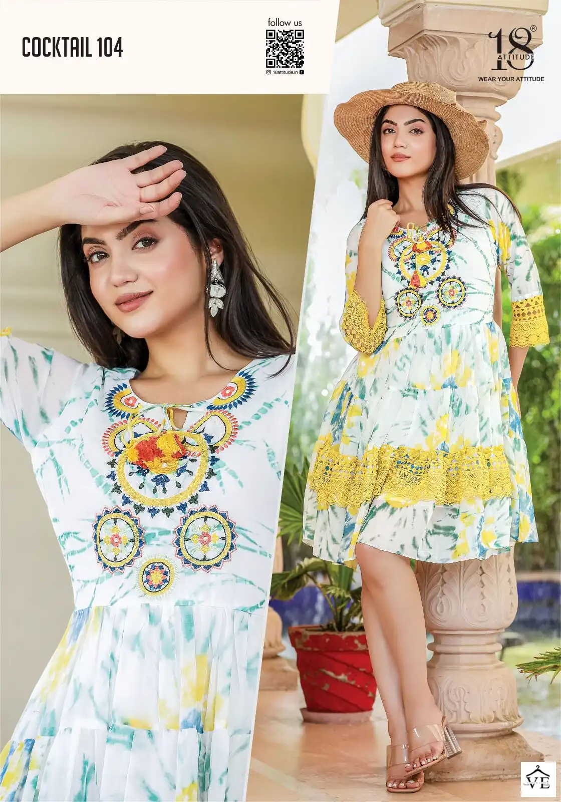 18 Attitude Cocktail Georgette Wholesale Designer Party Wear Kurtis Catalog — Wholesale Kurtis, MPA wholesale from Surat — view 4