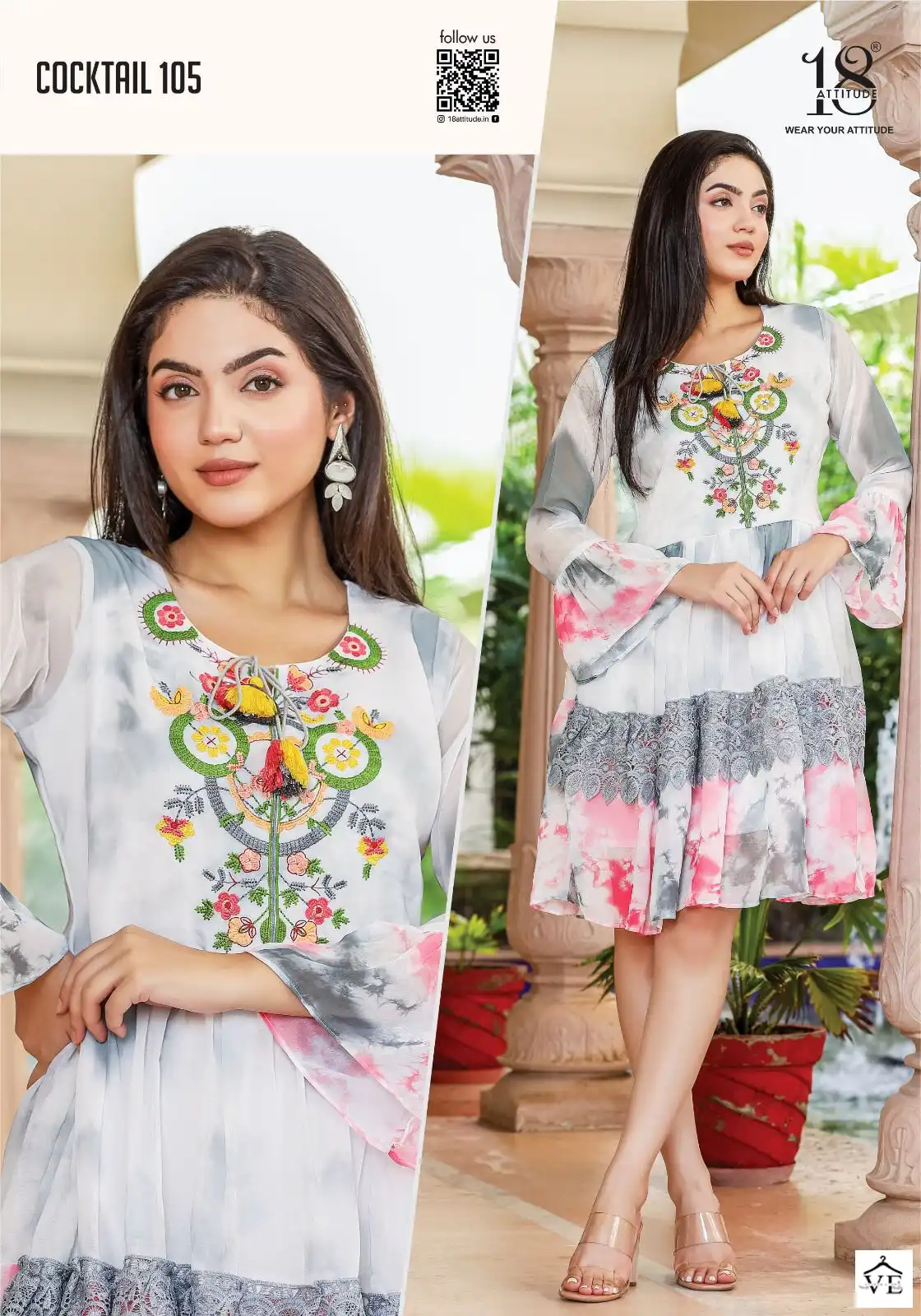 18 Attitude Cocktail Georgette Wholesale Designer Party Wear Kurtis Catalog — Wholesale Kurtis, MPA wholesale from Surat — view 5