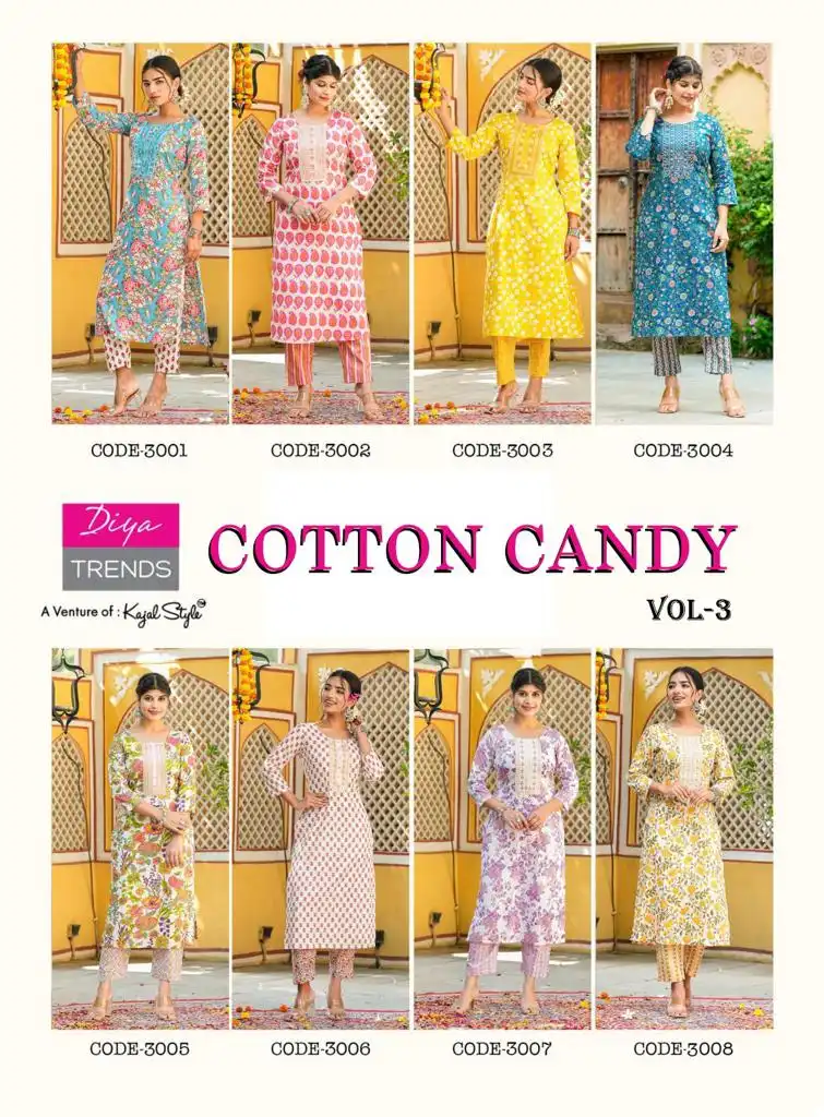 Diya Trends Cotton Candy Vol 3 Cotton Wholesale Kurti With Bottom Catalog - 8 Pcs Set - Image 9