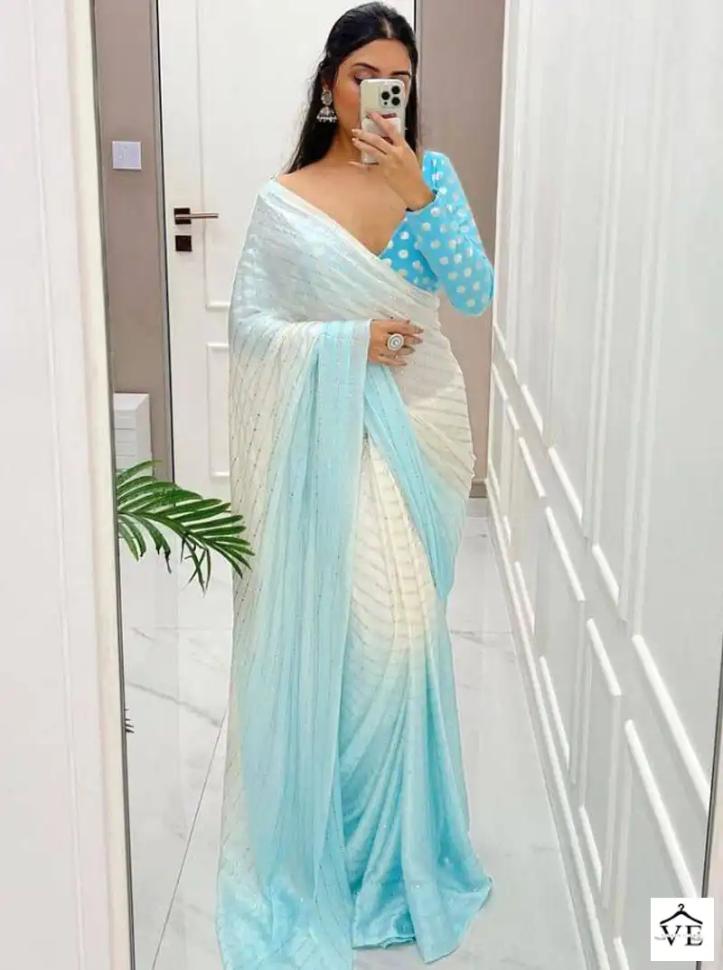 Vardan Ethnic Chinon Silk Mukaish Work Saree Chinon Wholesale Fancy Sarees Catalog — Wholesale Sarees, MPA wholesale from Surat — view 1