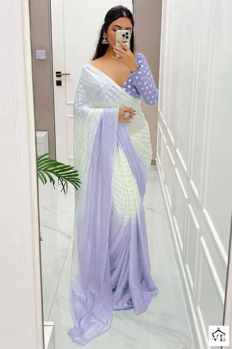 Vardan Ethnic Chinon Silk Mukaish Work Saree Chinon Wholesale Fancy Sarees Catalog — Wholesale Sarees, MPA wholesale from Surat - Gallery Image 2