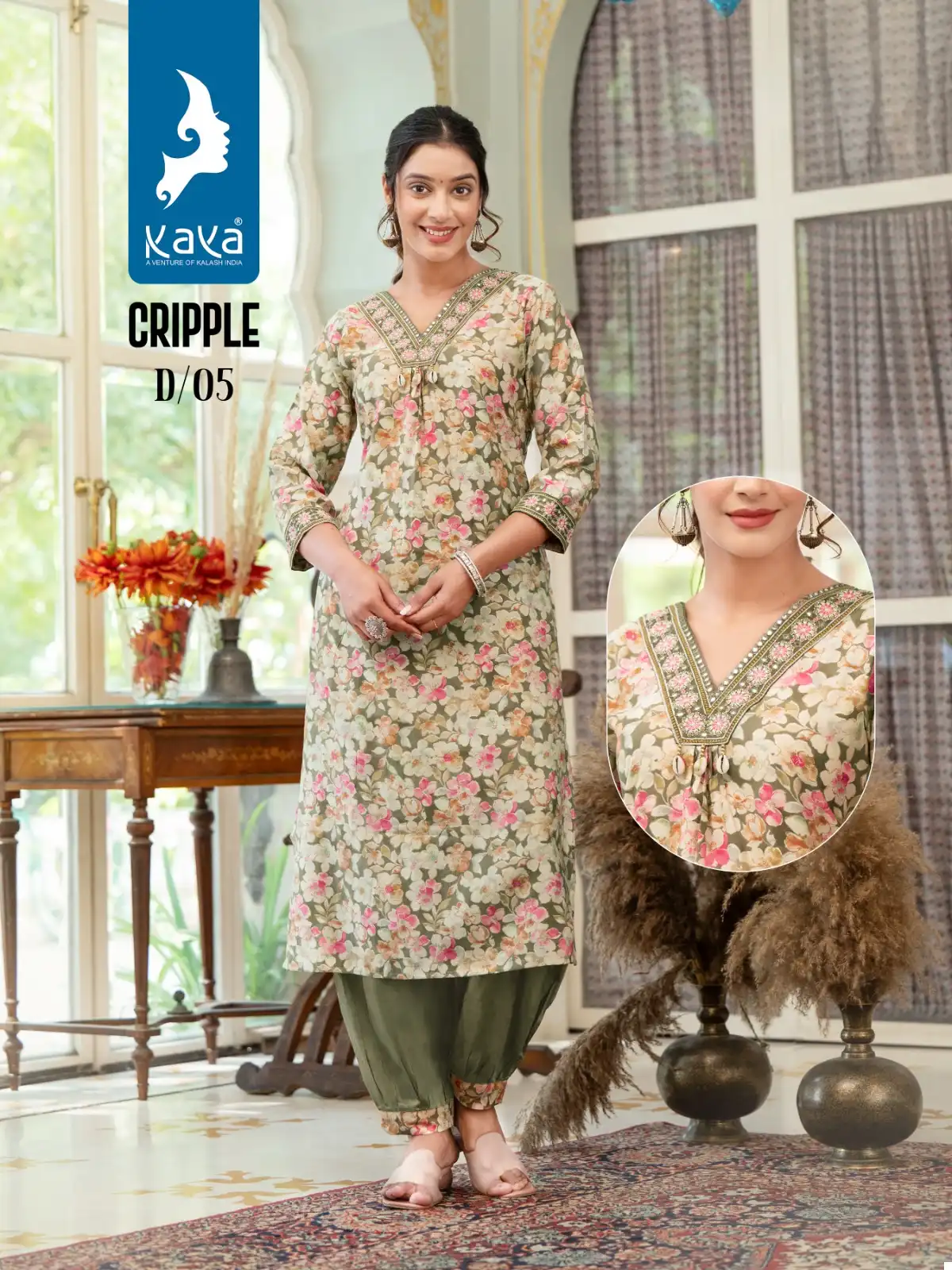 Kaya Cripple Chanderi Modal Wholesale Kurti With Pant Catalog — Wholesale Kurtis, MPA wholesale from Surat - Gallery Image 5