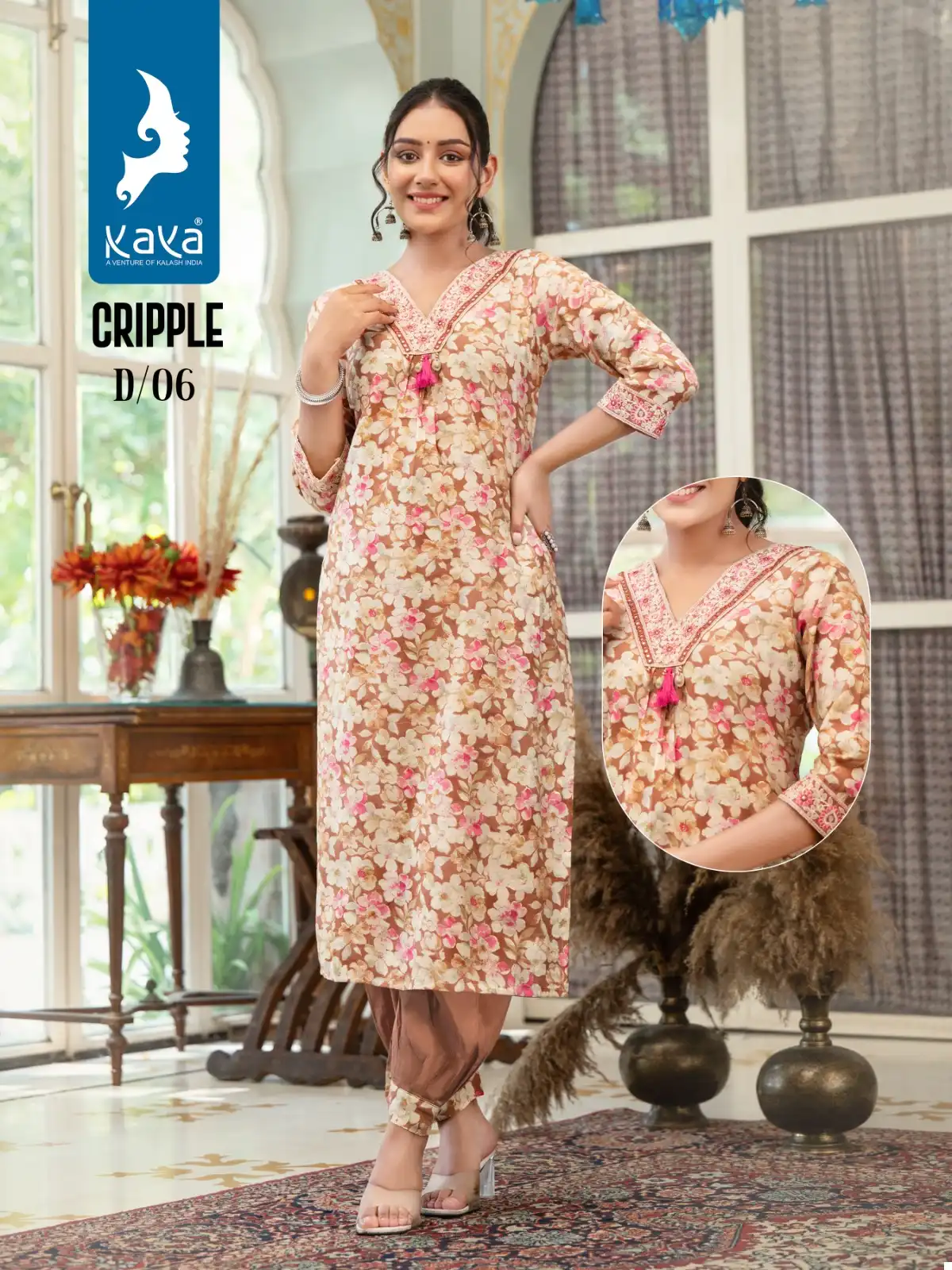 Kaya Cripple Chanderi Modal Wholesale Top With Afghani Pant Catalog — Wholesale Kurtis, MPA wholesale from Surat — view 6