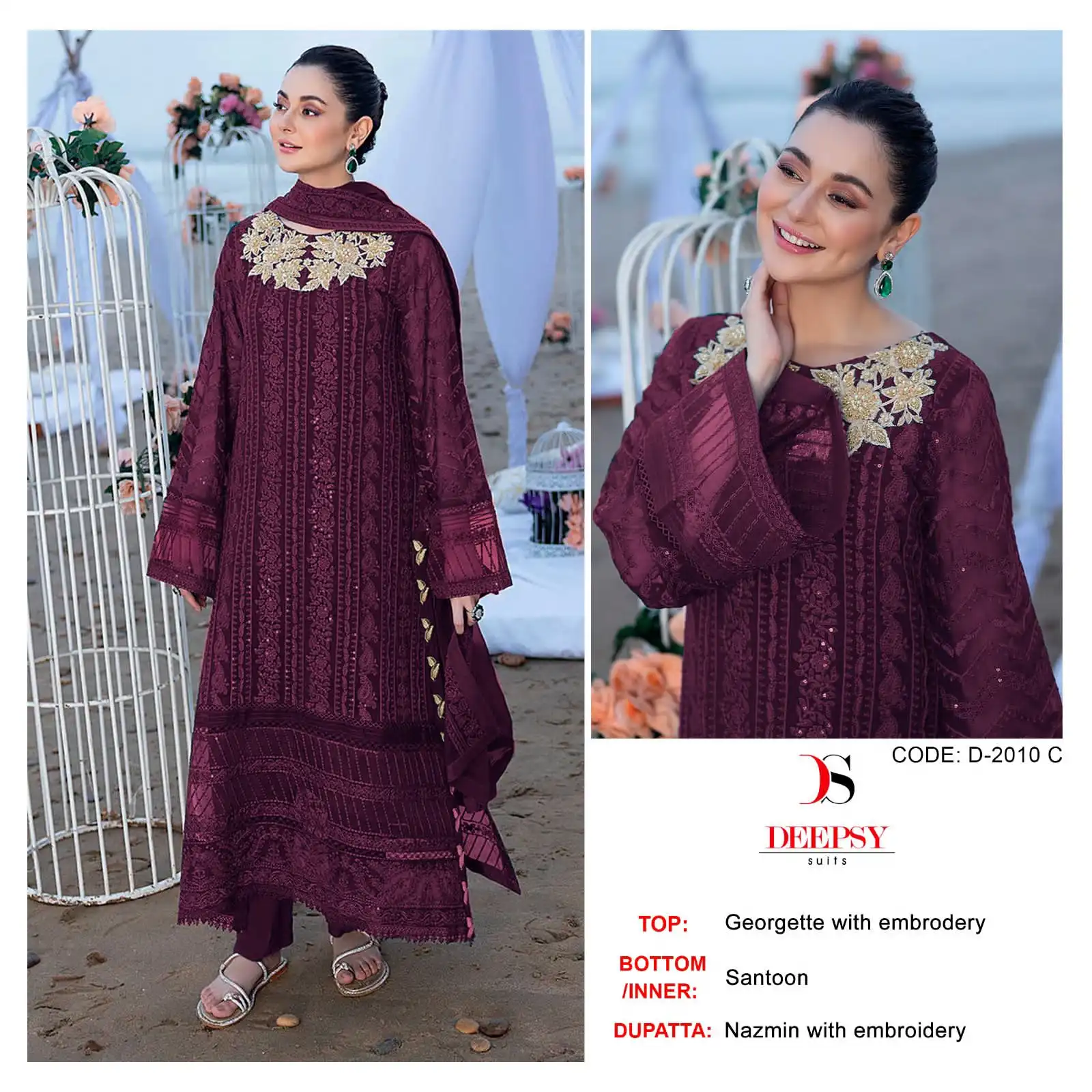 Deepsy D-2010 Georgette Wholesale Pakistani Suit Catalog — Wholesale Salwar Suits, MPA wholesale from Surat - Gallery Image 3