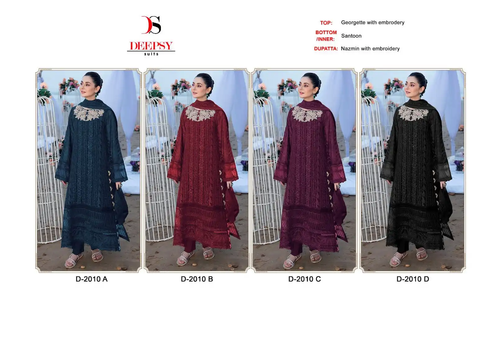 Deepsy D-2010 Georgette Wholesale Pakistani Suit Catalog — Wholesale Salwar Suits, MPA wholesale from Surat — view 7