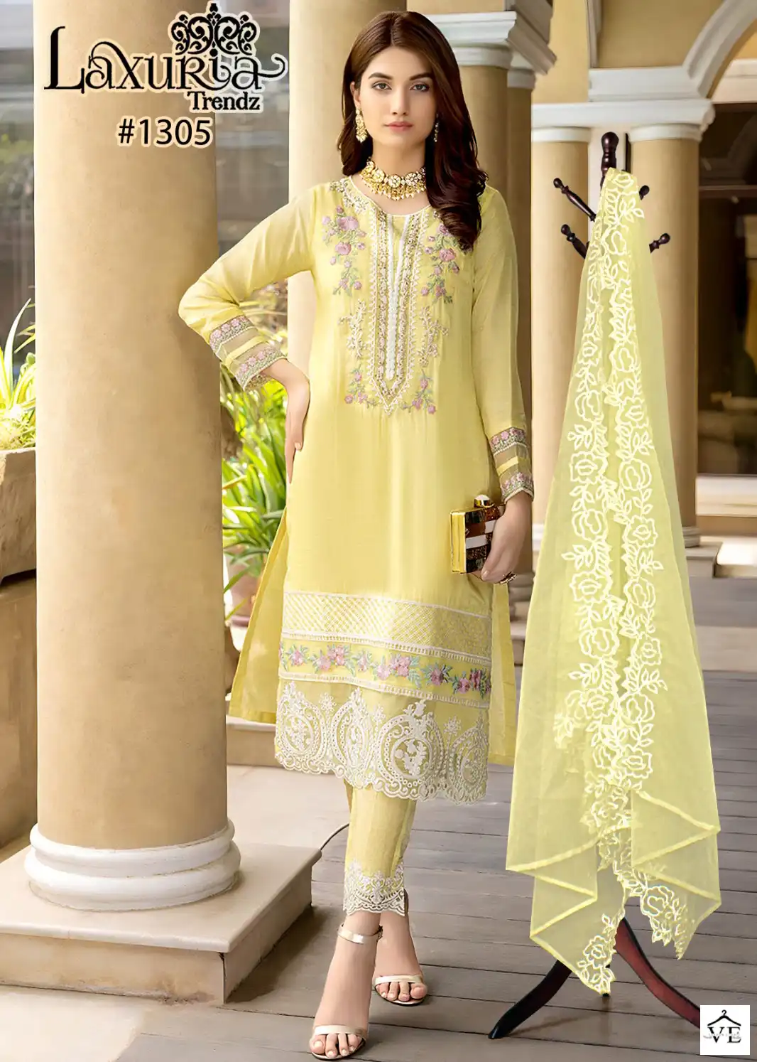Laxuria D No 1305 Faux Georgette Wholesale Designer Readymade Pakistani Salwar Suit — Wholesale Salwar Suits, MPA wholesale from Surat — view 1