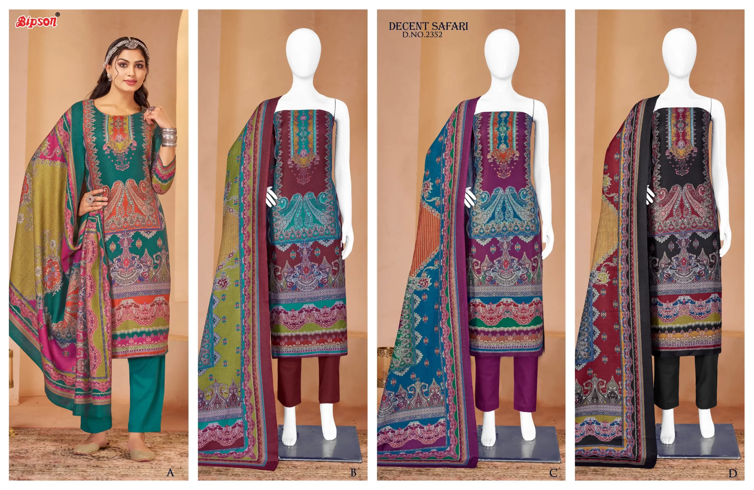 Bipson Decent Safari 2352 Pure Viscose Pashmina Wholesale Designer Winter Wear Salwar Suit Catalog — Wholesale Salwar Suits, MPA wholesale from Surat — view 5