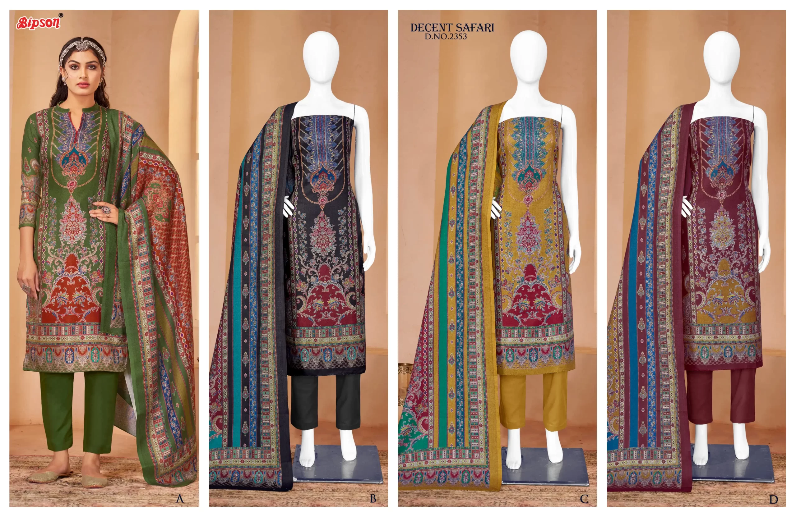 Bipson Decent Safari 2353 Pure Viscose Pashmina Wholesale Designer Winter Wear Salwar Suit Catalog — Wholesale Salwar Suits, MPA wholesale from Surat — view 5