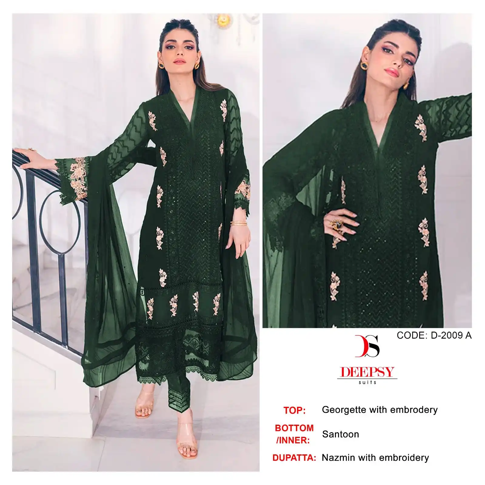 Deepsy Suits D 2009 Georgette Wholesale Designer Pakistani Salwar Suit — Wholesale Salwar Suits, MPA wholesale from Surat - Gallery Image 2