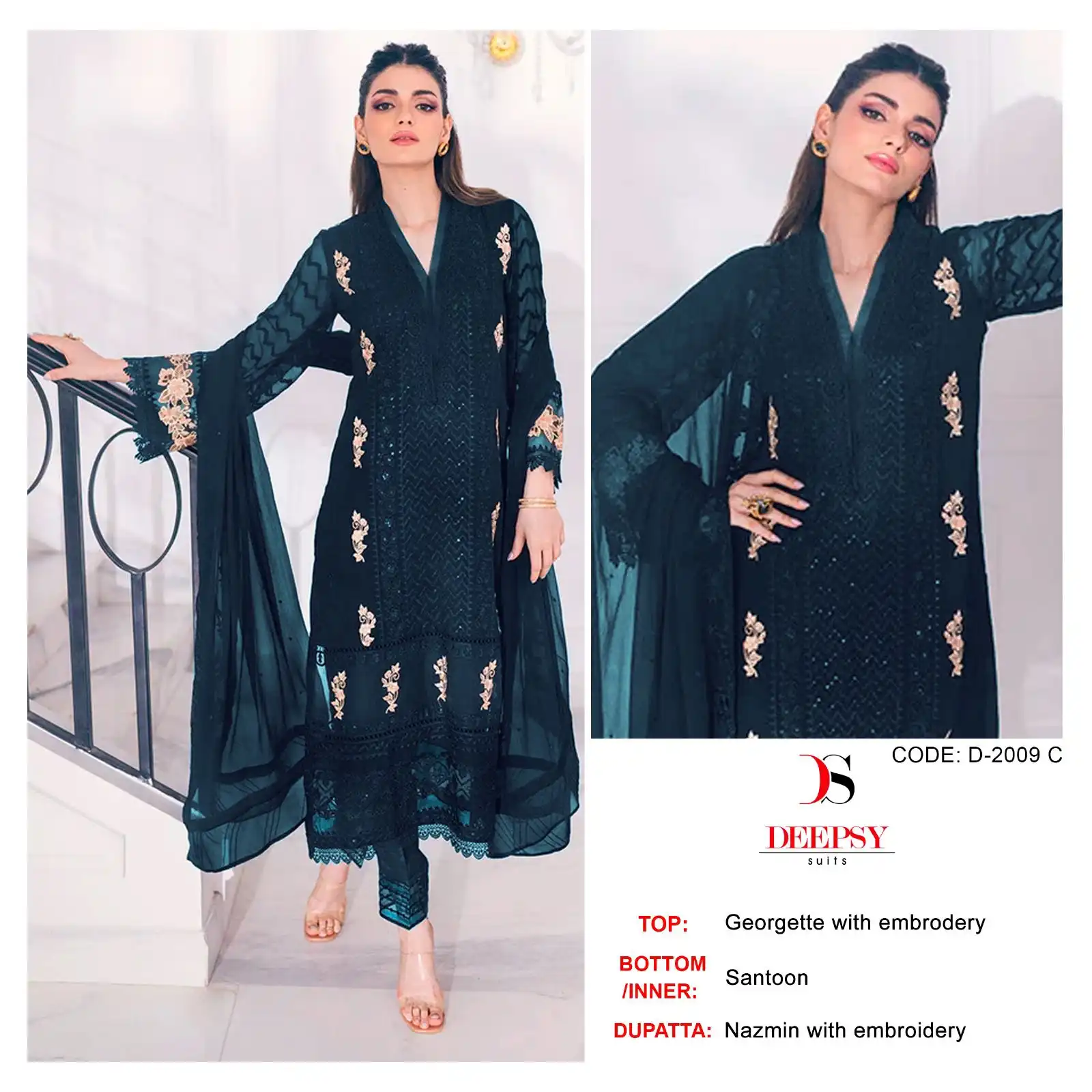Deepsy Suits D 2009 Georgette Wholesale Designer Pakistani Salwar Suit — Wholesale Salwar Suits, MPA wholesale from Surat - Gallery Image 3