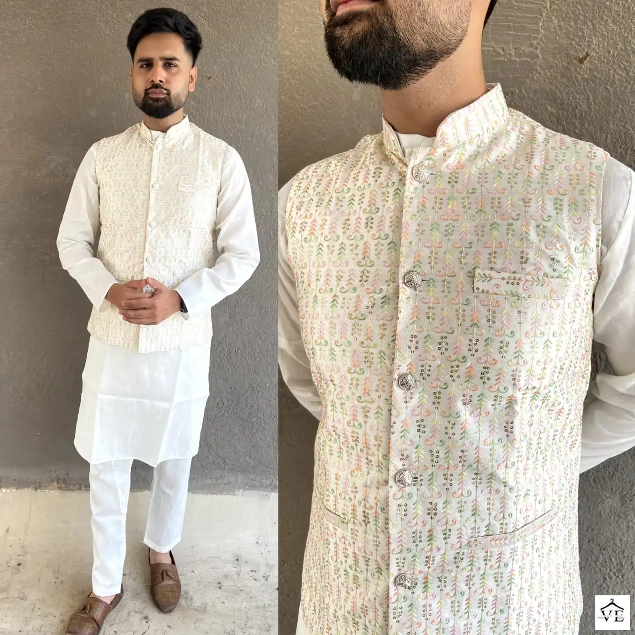 Banwery Desi Boys Heavy Banglori Silk Wholesale Kurta Pajamawith Koti Catalog — Wholesale, Banwery wholesale from Surat - Gallery Image 3
