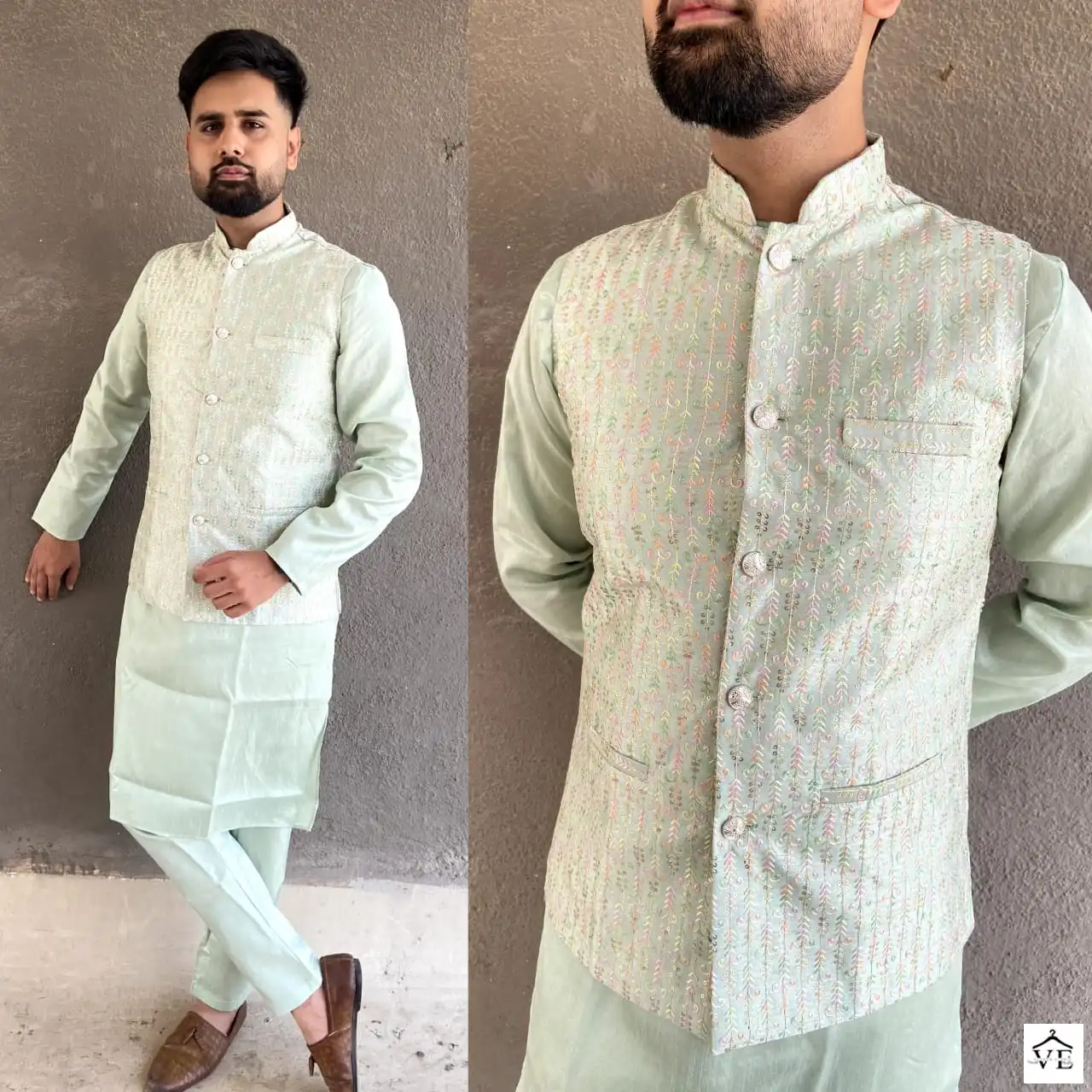 Banwery Desi Boys Heavy Banglori Silk Wholesale Kurta Pajamawith Koti Catalog — Wholesale, Banwery wholesale from Surat - Gallery Image 5