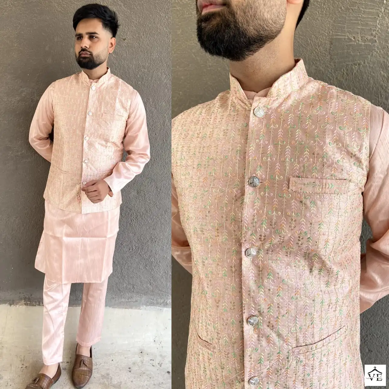 Banwery Desi Boys Heavy Banglori Silk Wholesale Kurta Pajamawith Koti Catalog — Wholesale, Banwery wholesale from Surat - Gallery Image 6
