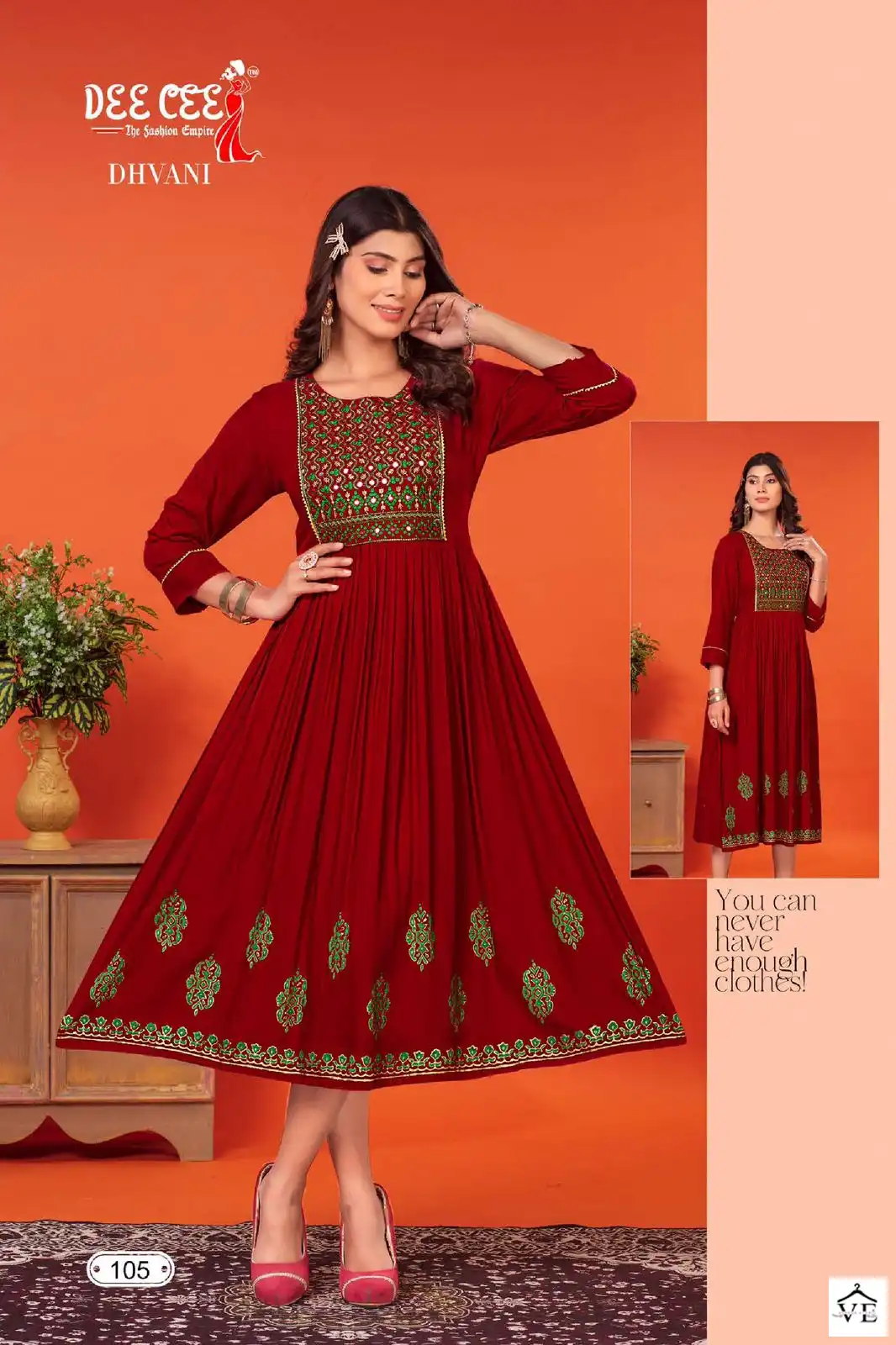 Deecee Dhvani Heavy Rayon Wholesale Long Kurtis Catalog — Wholesale Kurtis, MPA wholesale from Surat - Gallery Image 5