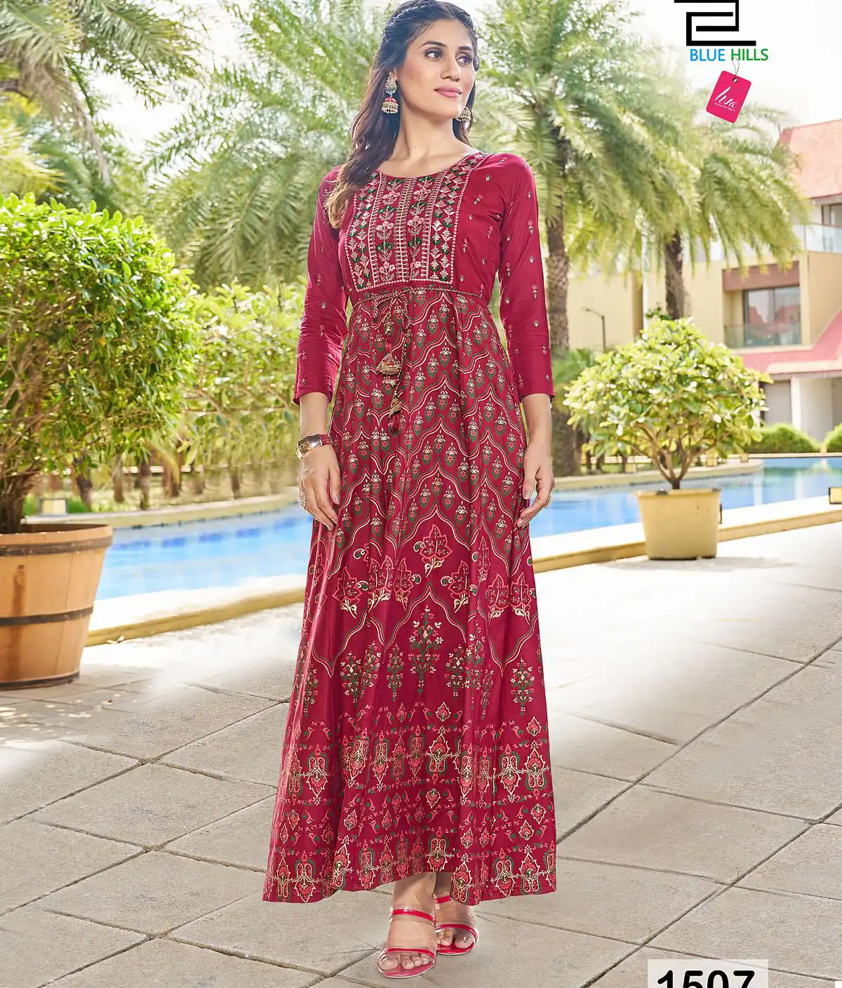 Blue Hills Diwali Night Vol 15 Rayon 14 Kg Wholesale Long Gowns Catalog — Wholesale Kurtis, Blue Hills wholesale from Surat — view 1