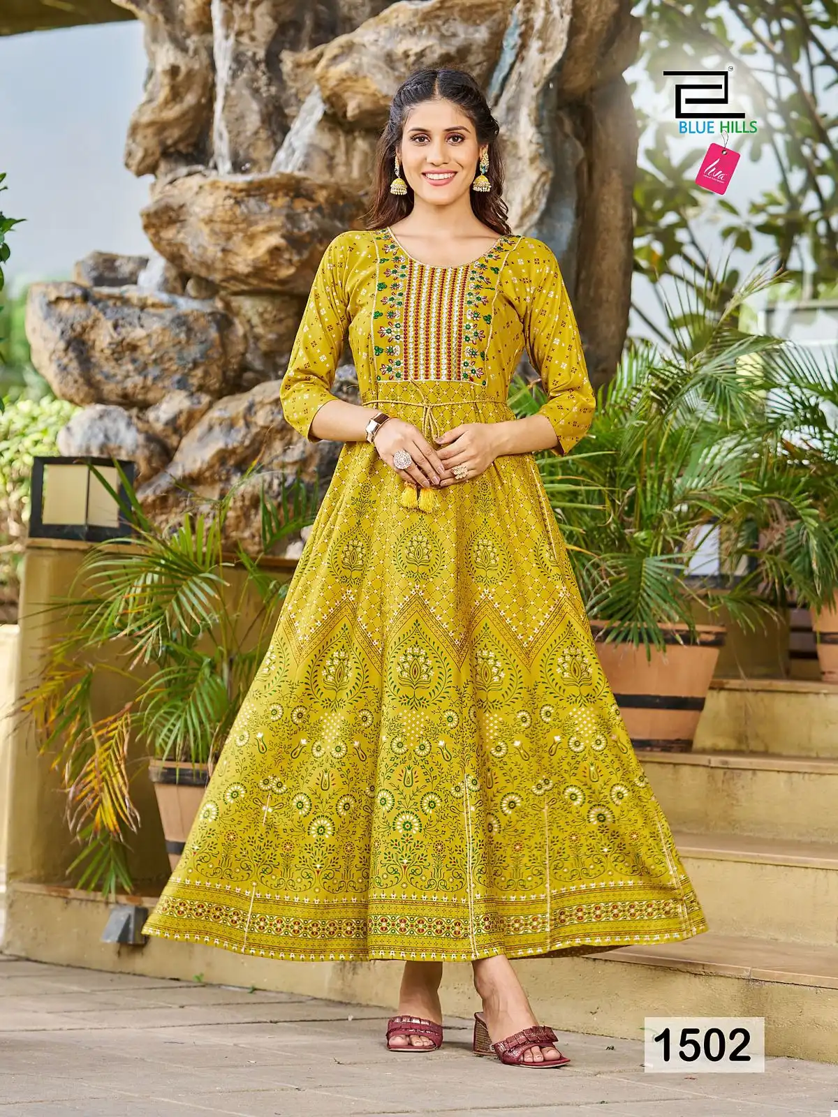 Blue Hills Diwali Night Vol 15 Rayon 14 Kg Wholesale Long Gowns Catalog — Wholesale Kurtis, Blue Hills wholesale from Surat - Gallery Image 5