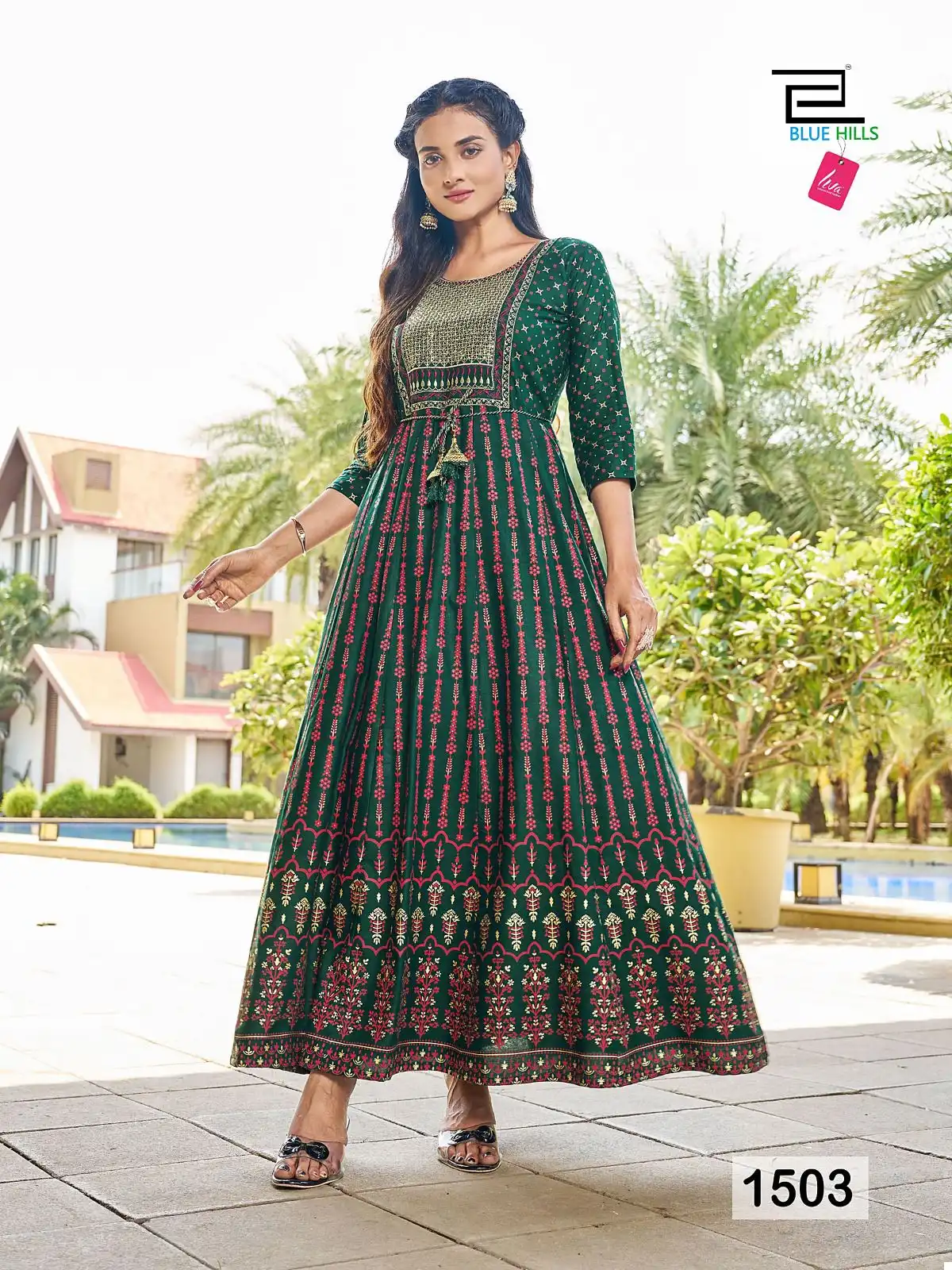 Blue Hills Diwali Night Vol 15 Rayon 14 Kg Wholesale Long Gowns Catalog — Wholesale Kurtis, Blue Hills wholesale from Surat - Gallery Image 8