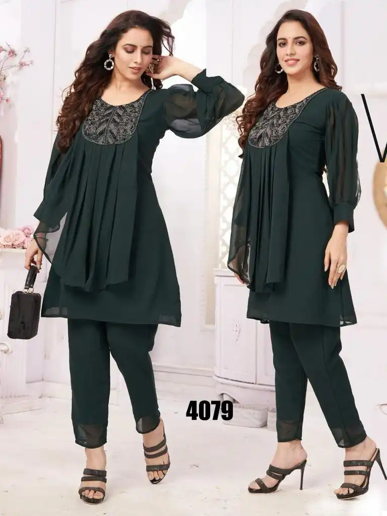 VE Kinjal Muslin, Georgette Wholesale Dresigner Co-Ord Set Catalog — Wholesale Kurtis, MPA wholesale from Surat - Gallery Image 3