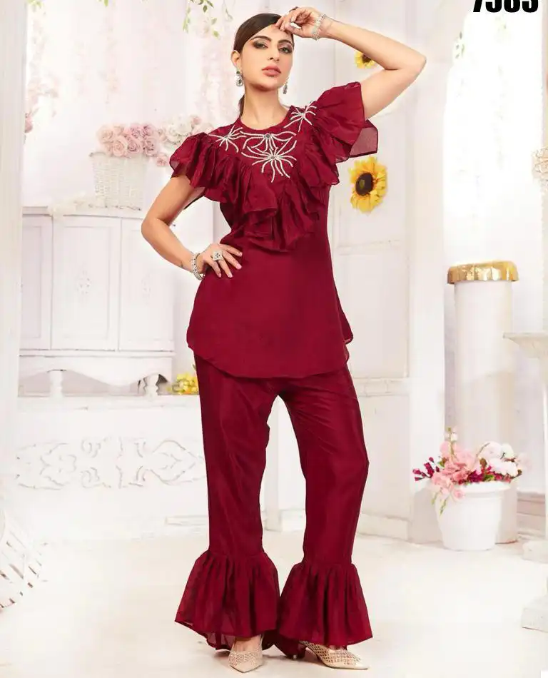 VE Kinjal Muslin, Georgette Wholesale Dresigner Co-Ord Set Catalog — Wholesale Kurtis, MPA wholesale from Surat — view 1